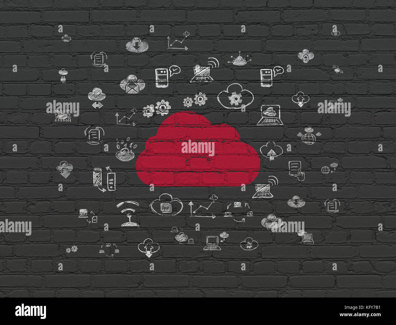 Cloud computing concept: Cloud on wall background Stock Photo - Alamy