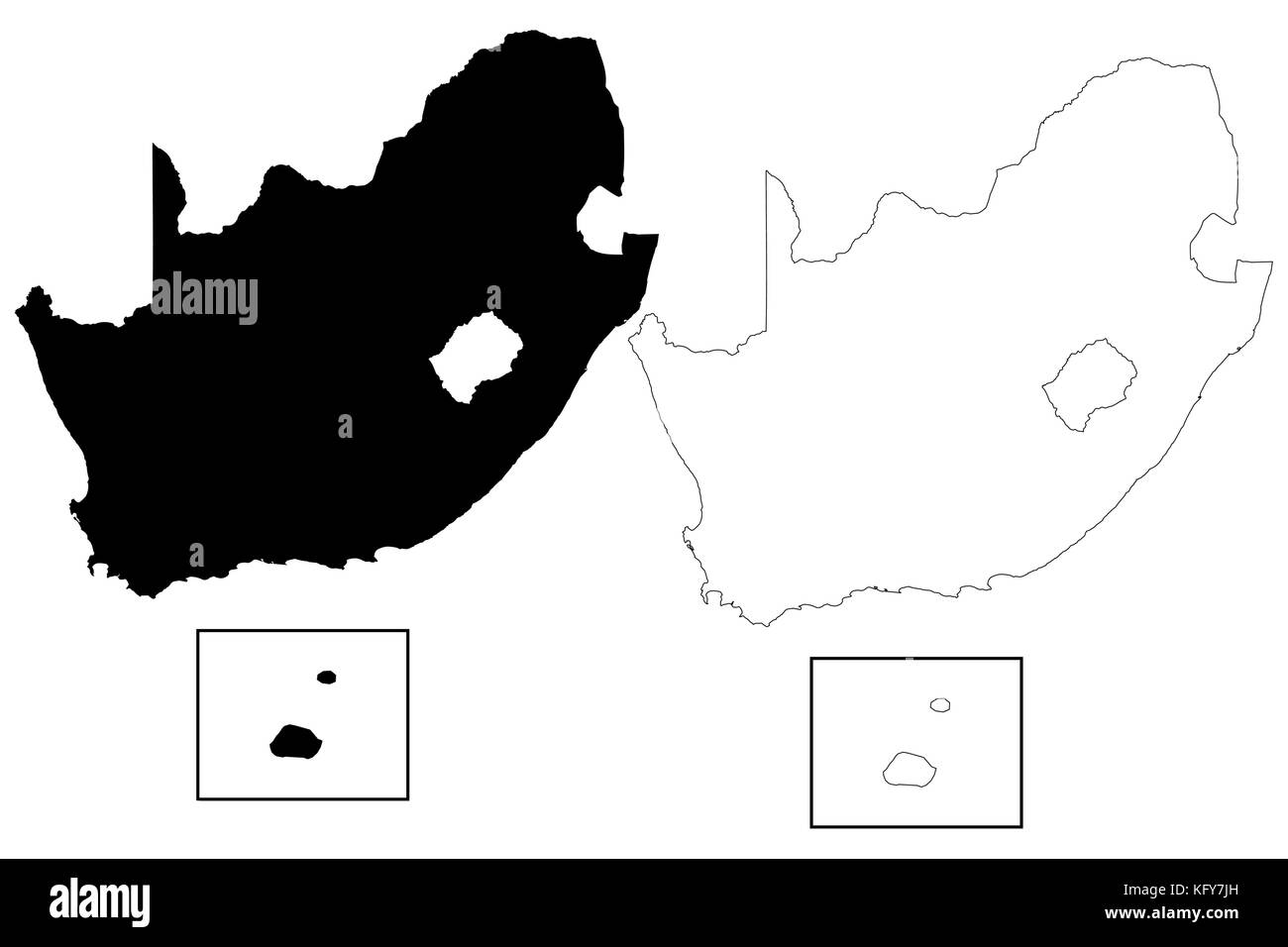 South Africa map vector illustration, scribble sketch FSA, Prince Edward Island, Marion Island, Stock Vector