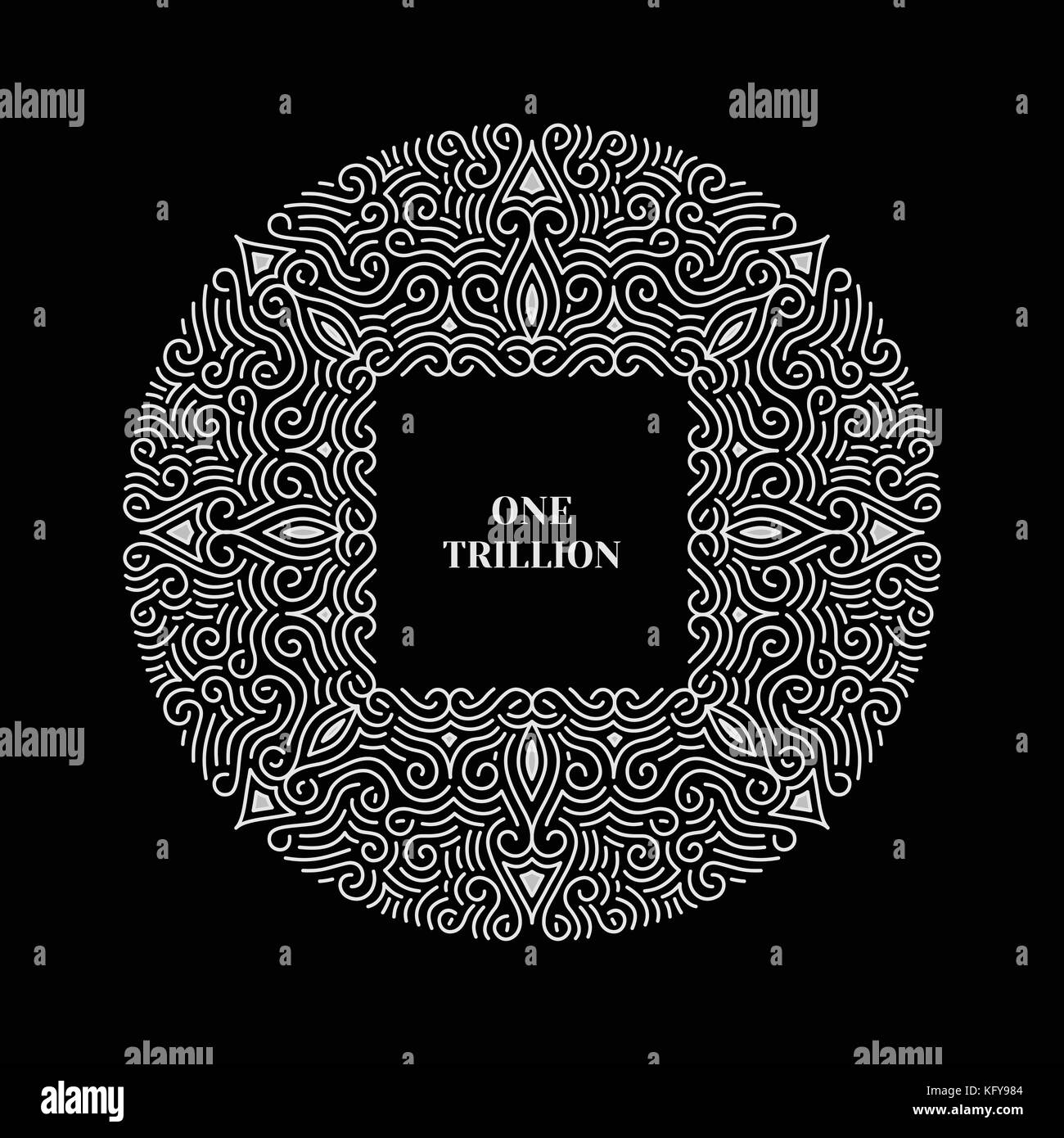 Geometric Frame with Space for Text. Vintage Decoration Element in Mono Line Style. Line Art Design for Invitations, Posters and Labels. Stock Vector