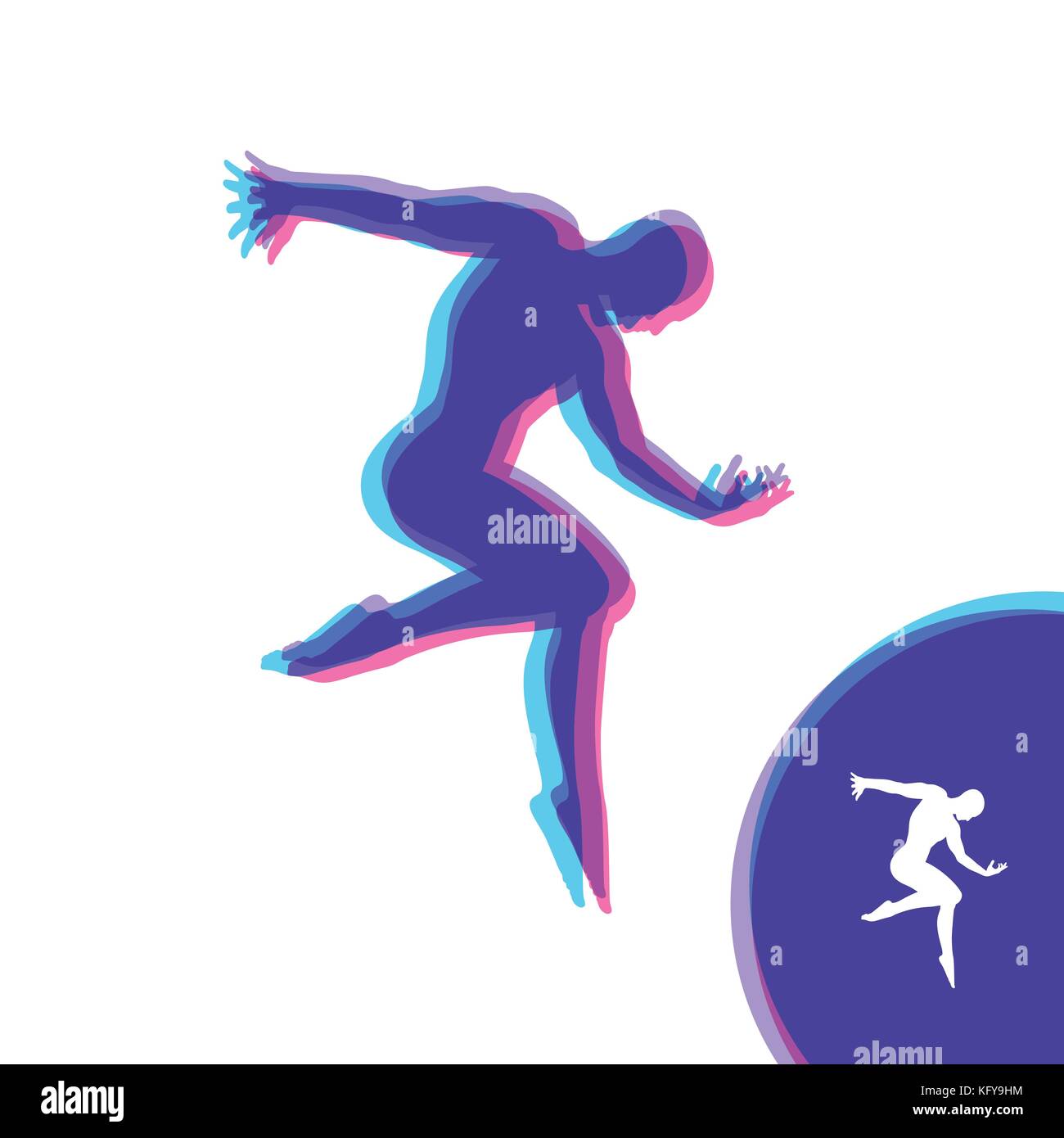 Silhouette of a Dancer. Gymnast. Man is Posing and Dancing. Sport Symbol. Design Element. Vector Illustration. Stock Vector