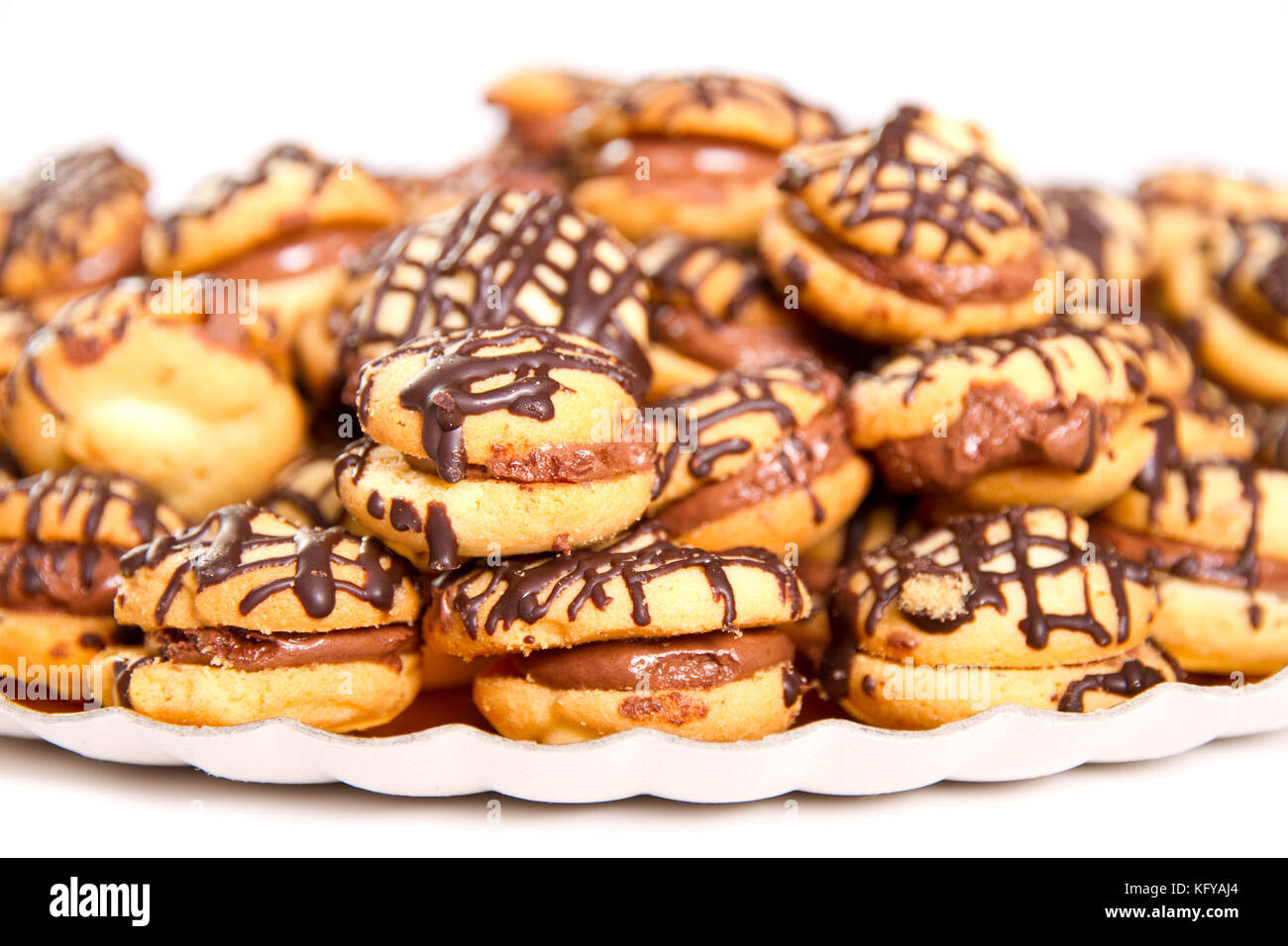 Chocolate cream filled cookies Stock Photo Alamy