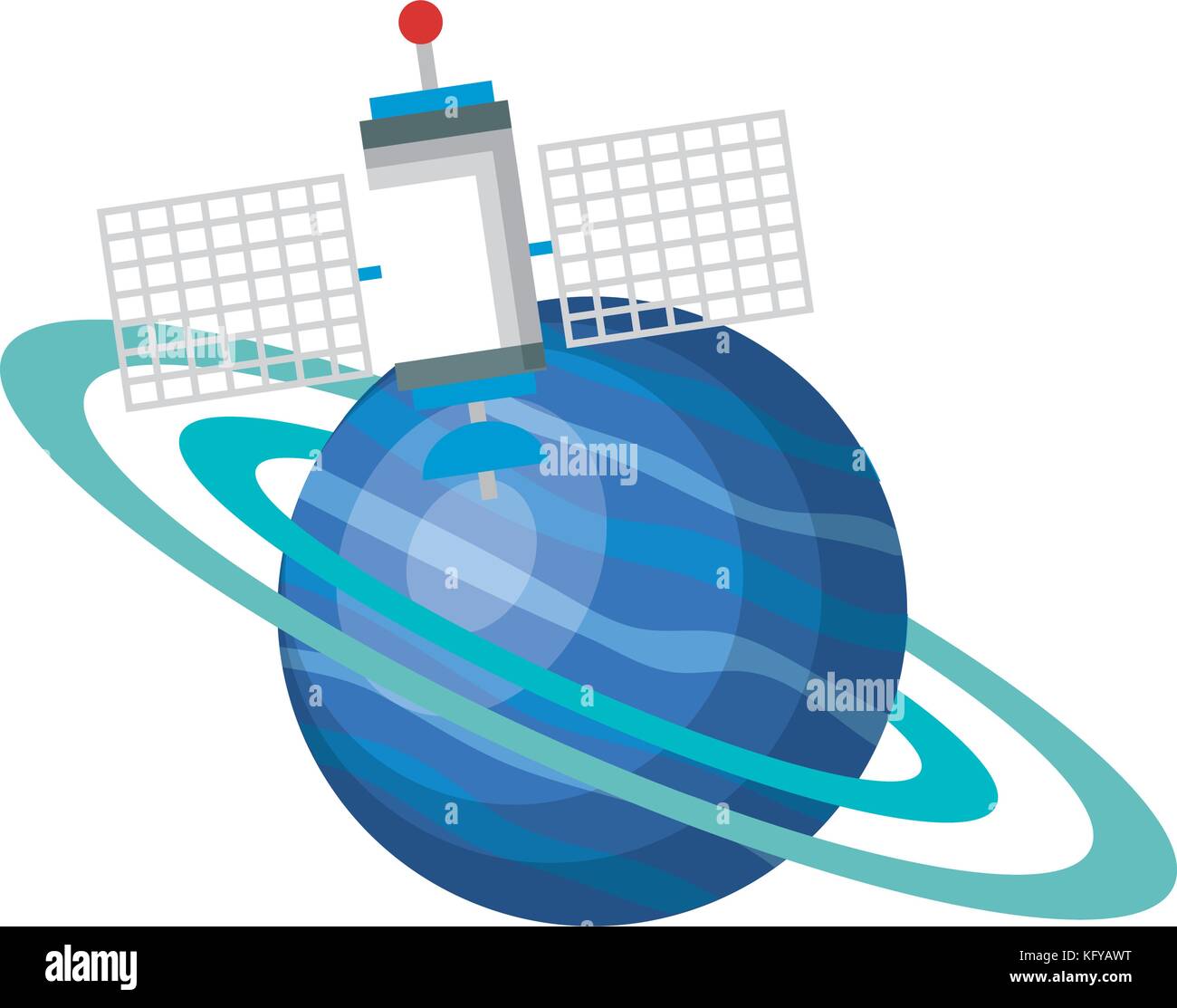 saturn planet with satellite vector illustration design Stock Vector ...
