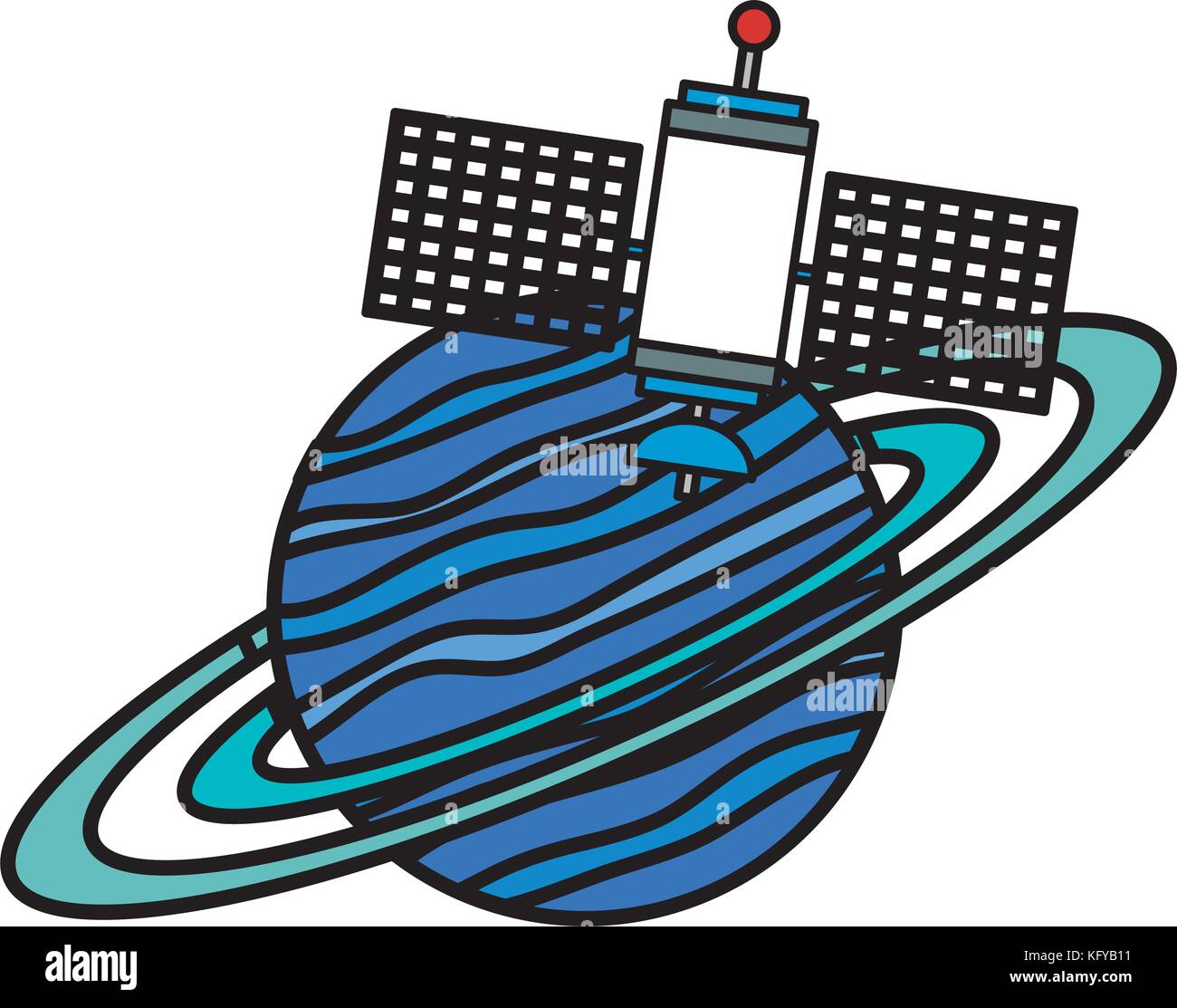 saturn planet with satellite vector illustration design Stock Vector ...