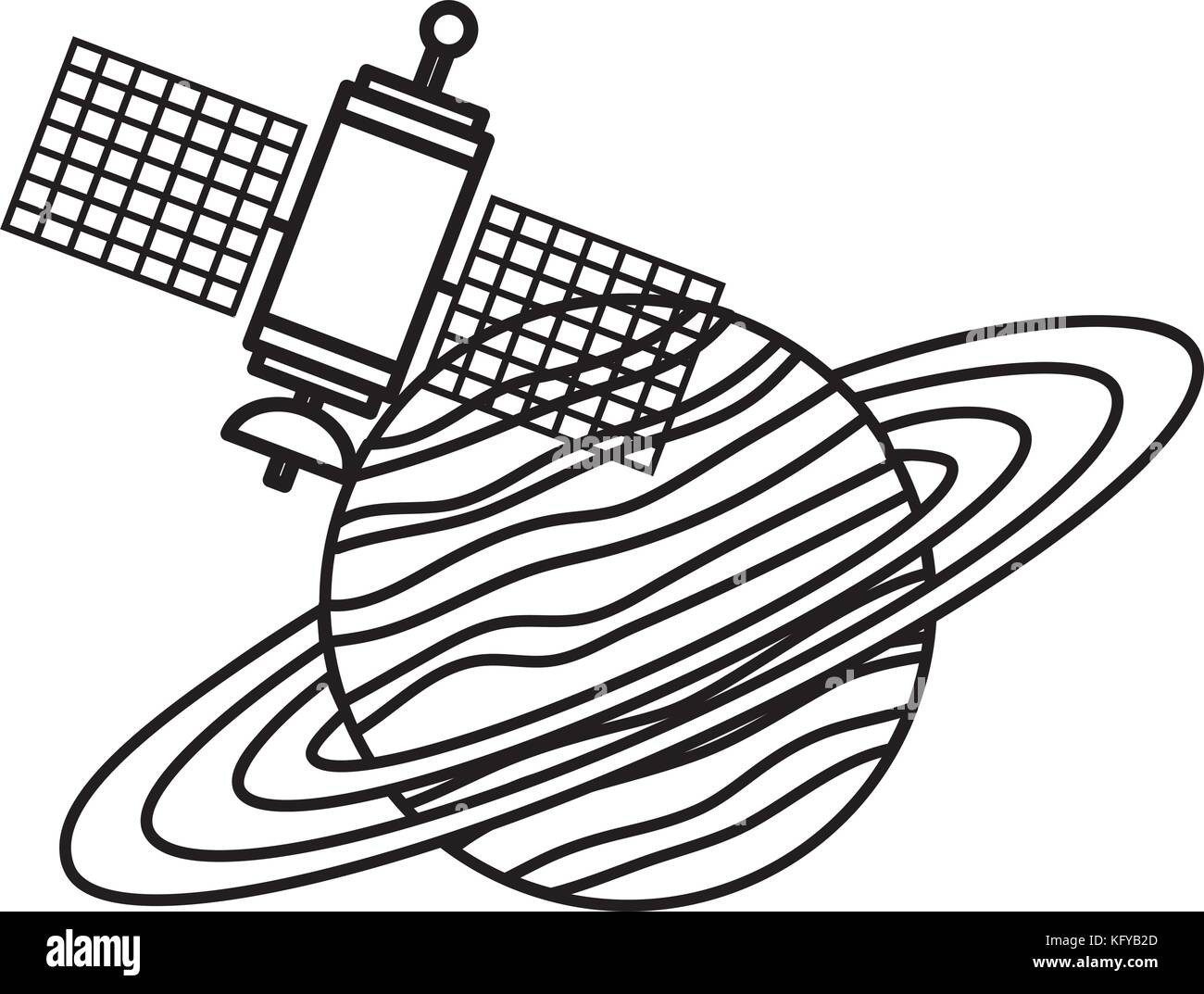 saturn planet with satellite vector illustration design Stock Vector ...