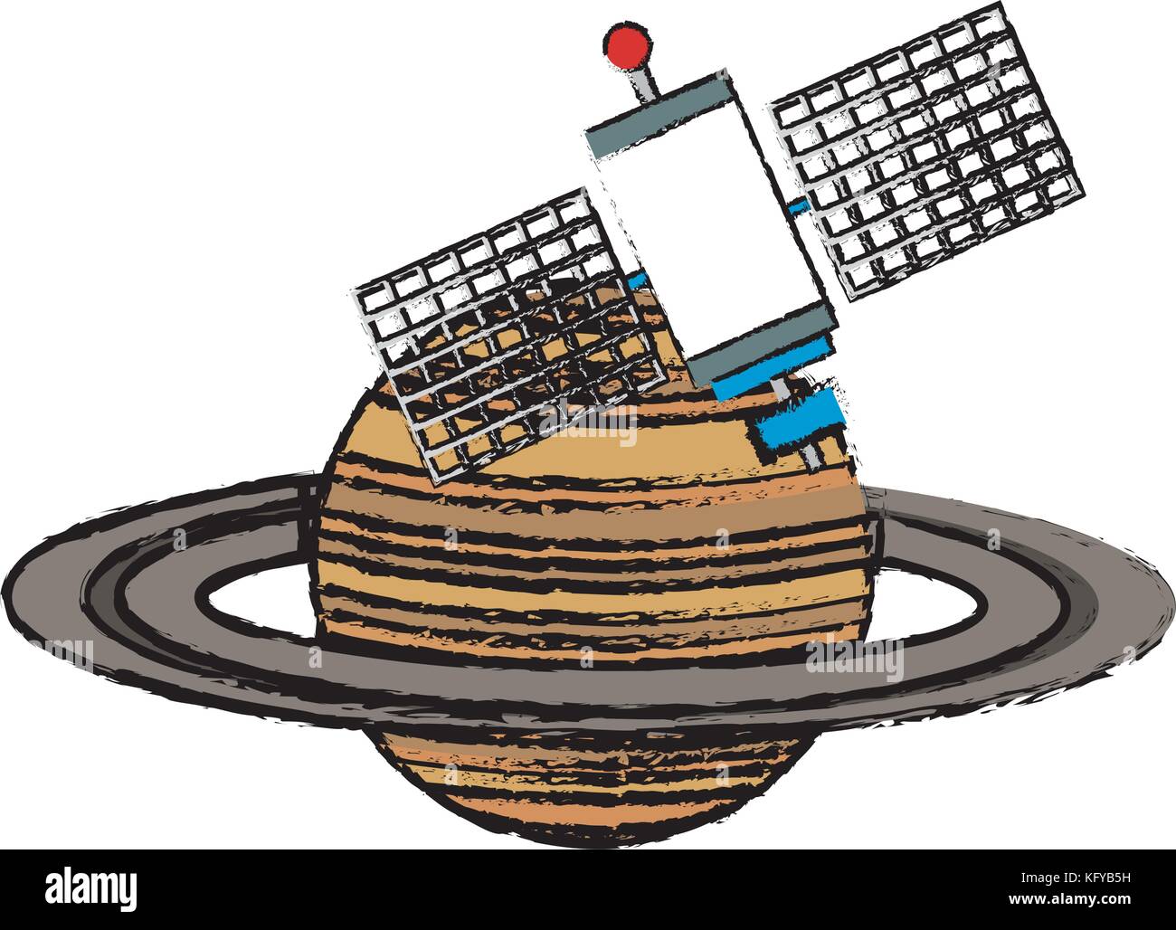 saturn planet with satellite vector illustration design Stock Vector ...
