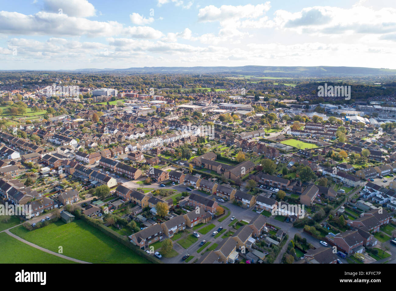 burgess hill houses in west sussex from the air Stock Photo Alamy