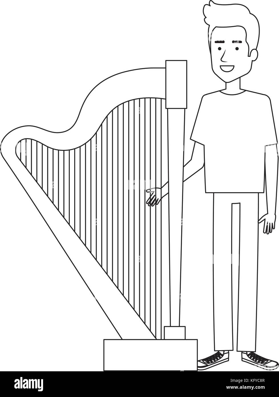 man playing harp character Stock Vector Image &amp; Art - Alamy