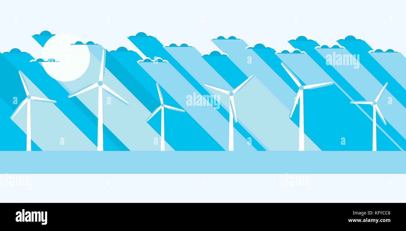 Wind turbine flat landscape. Renewable energy. Vector illustration ...