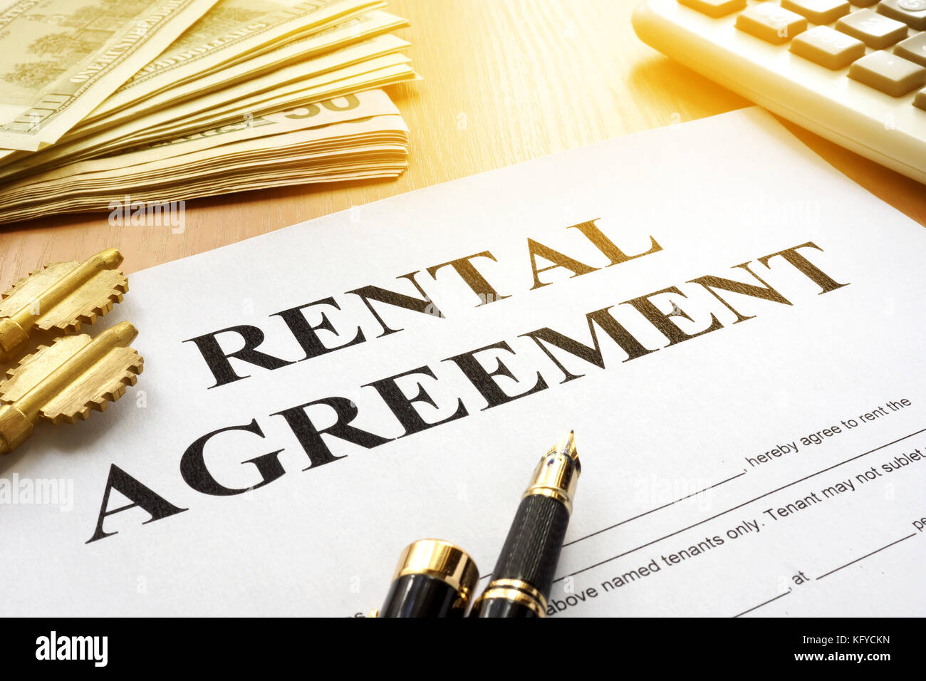 Rental agreement on an office table. Stock Photo