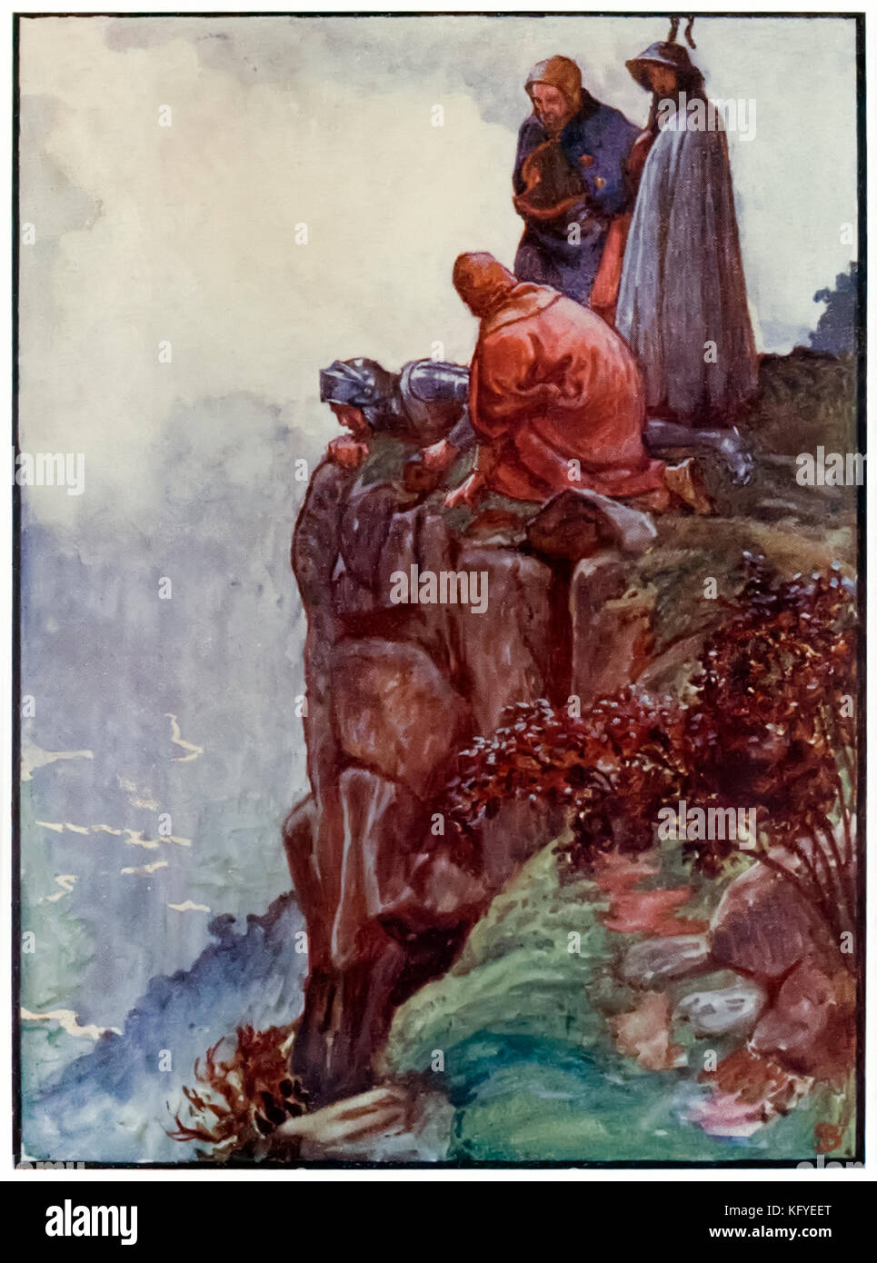 “Hill Error” from ‘The Pilgrim’s Progress From This World, To That Which Is To Come’ by John Bunyan (1628-1688). Illustration by Byam Shaw (1872-1919). The Shepherds Experience, Knowledge, Watchful, and in the Delectable Mountains. See more information below. Stock Photo