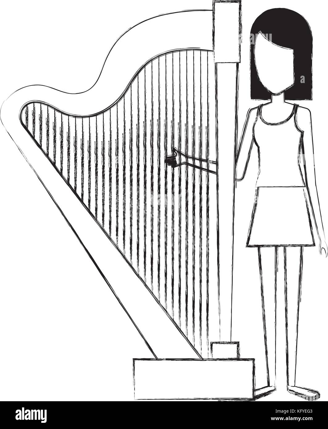 woman playing harp character vector illustration design Stock Vector ...