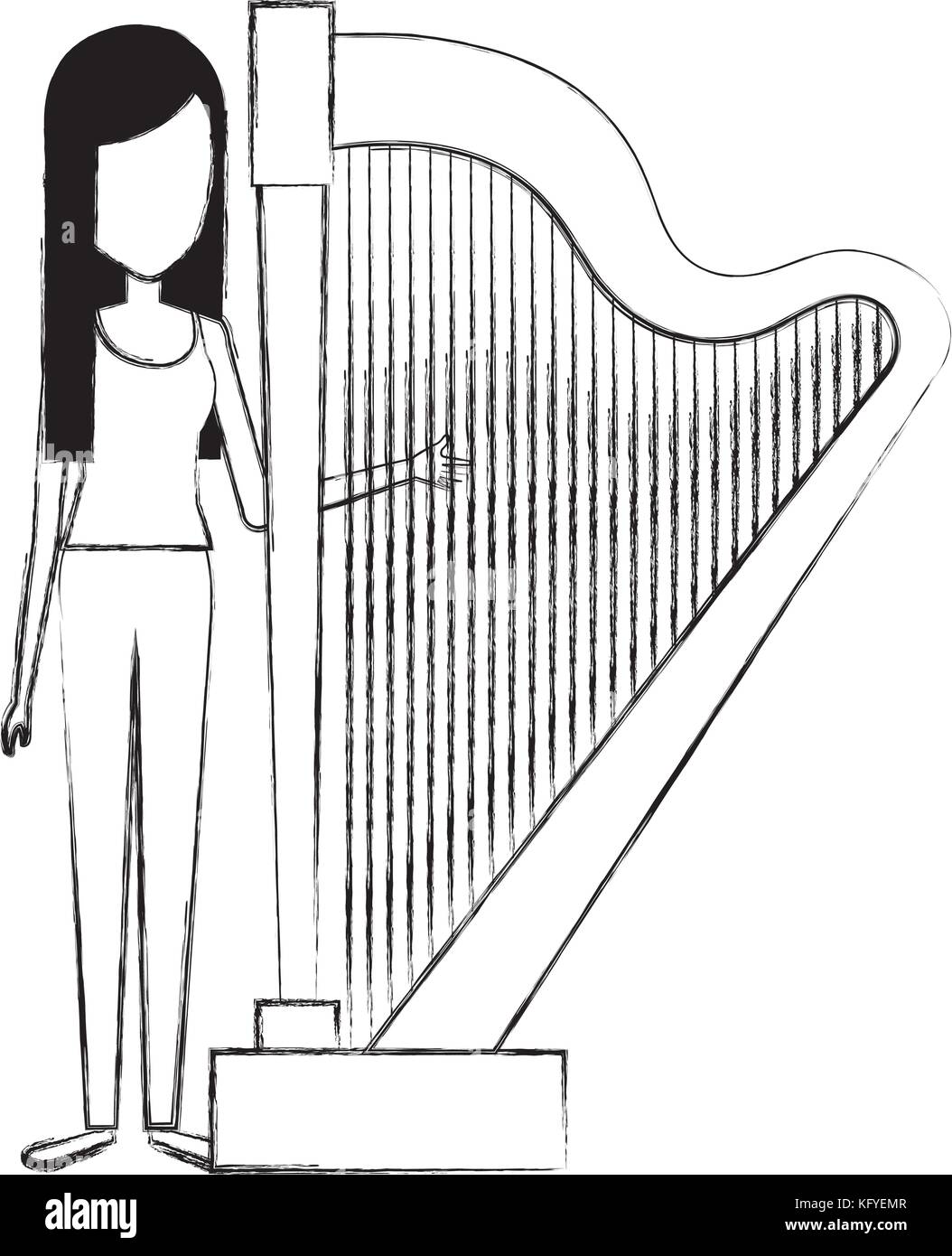 woman playing harp character vector illustration design Stock Vector ...