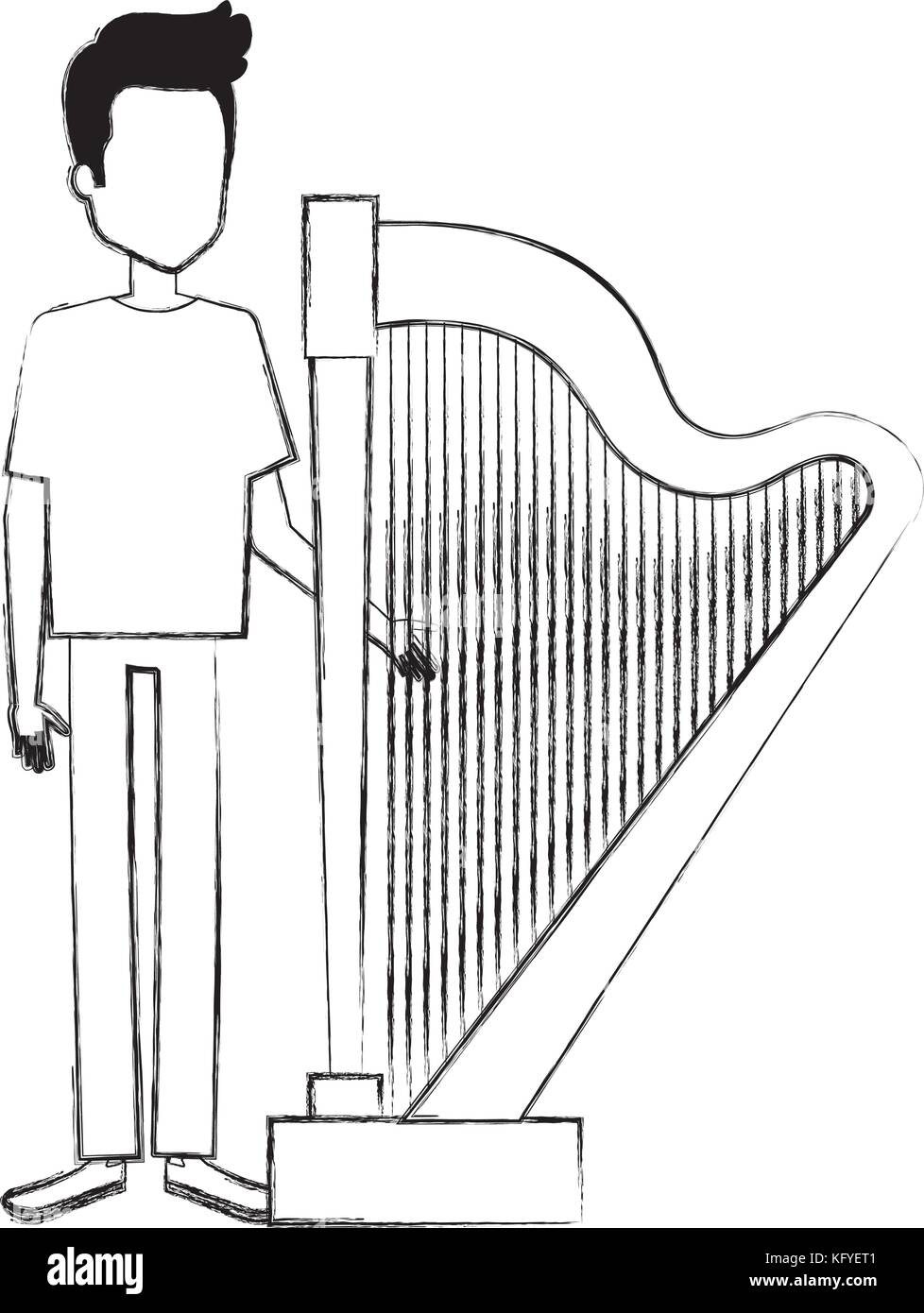 Harpa Player Vector Male harp player Stock Vector Images - Alamy