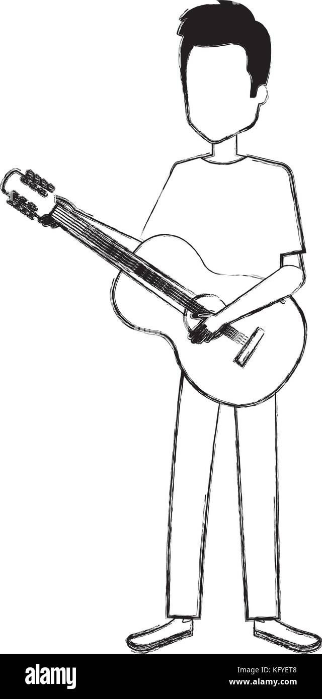 picture Illustration Sketch Boy Playing Guitar Drawing https www alamy com stock image man playing guitar character vector illustration design 164717512 html