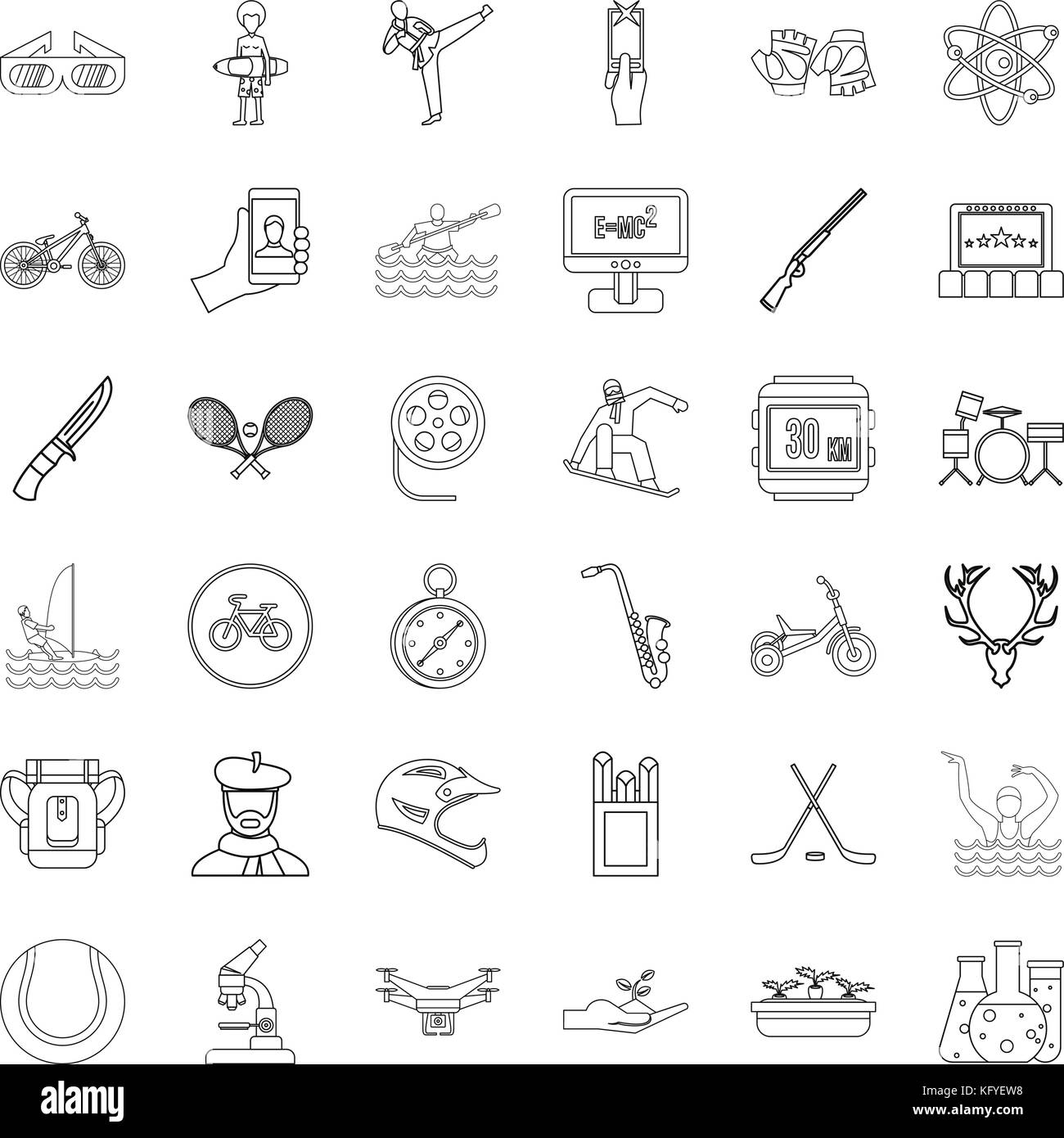 Sport icons set, outline style Stock Vector Image & Art - Alamy