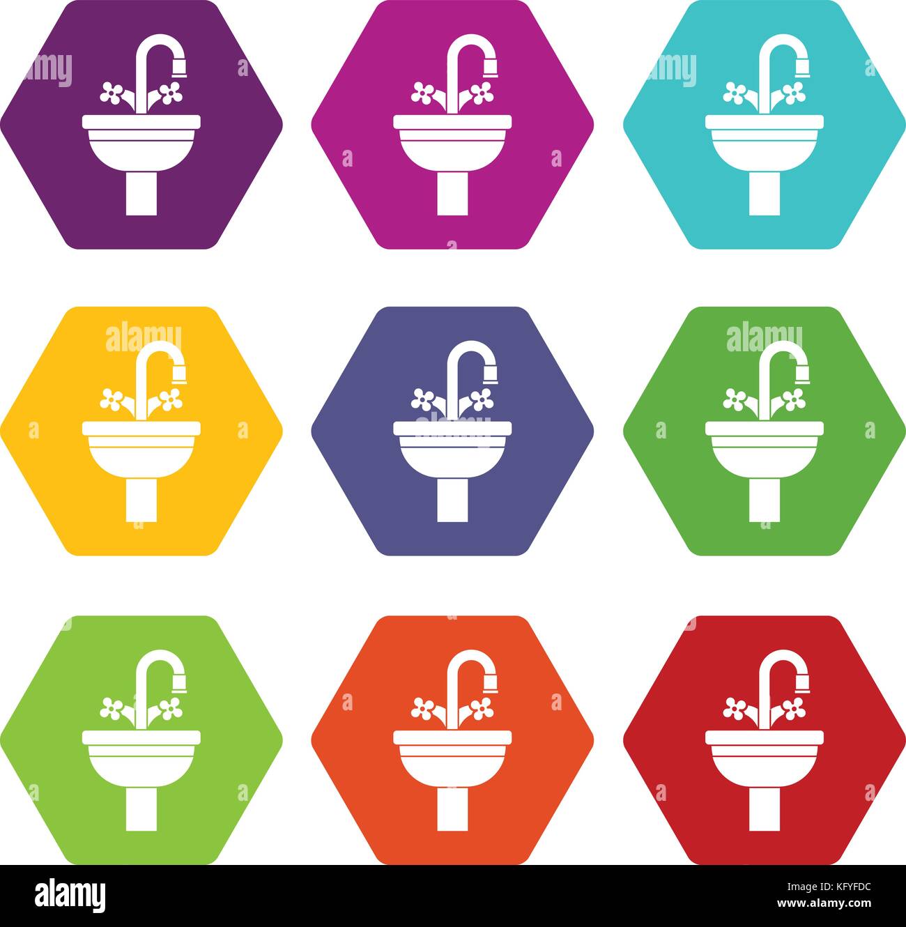 Ceramic sink icon set color hexahedron Stock Vector Image & Art - Alamy