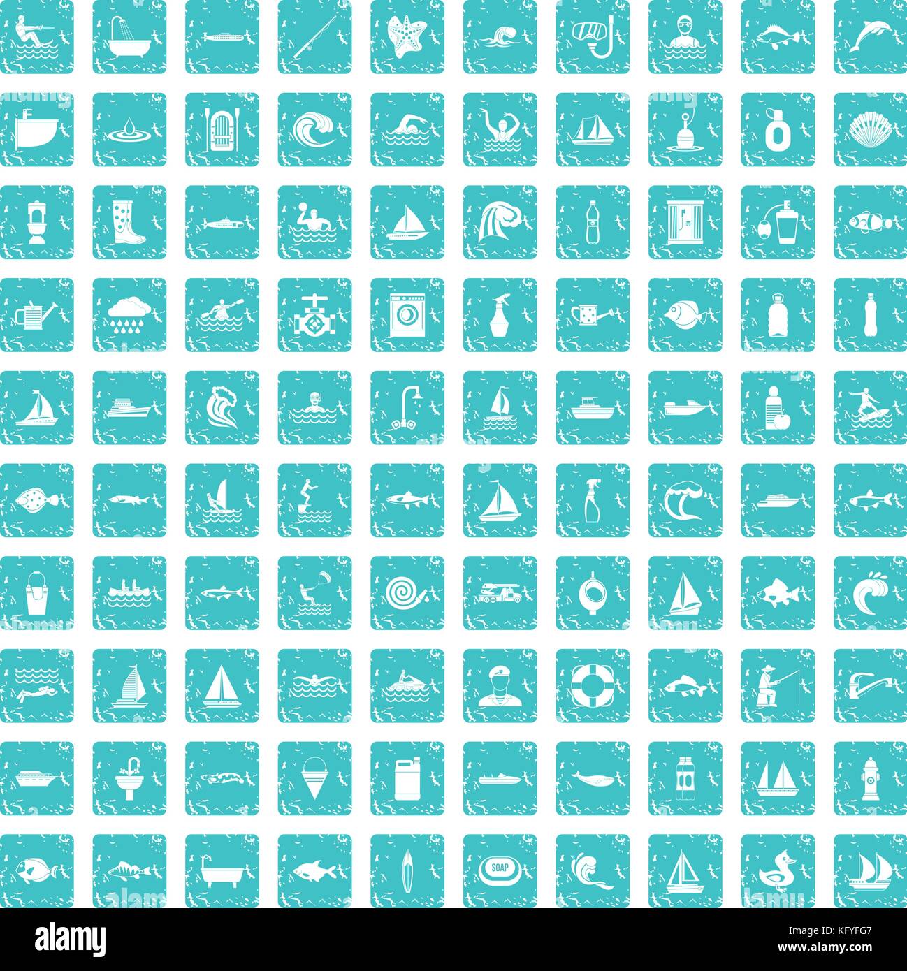100 water icons set grunge blue Stock Vector Image & Art - Alamy