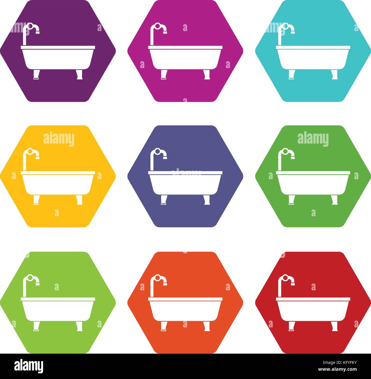 Bathtub icon set color hexahedron Stock Vector Image & Art - Alamy