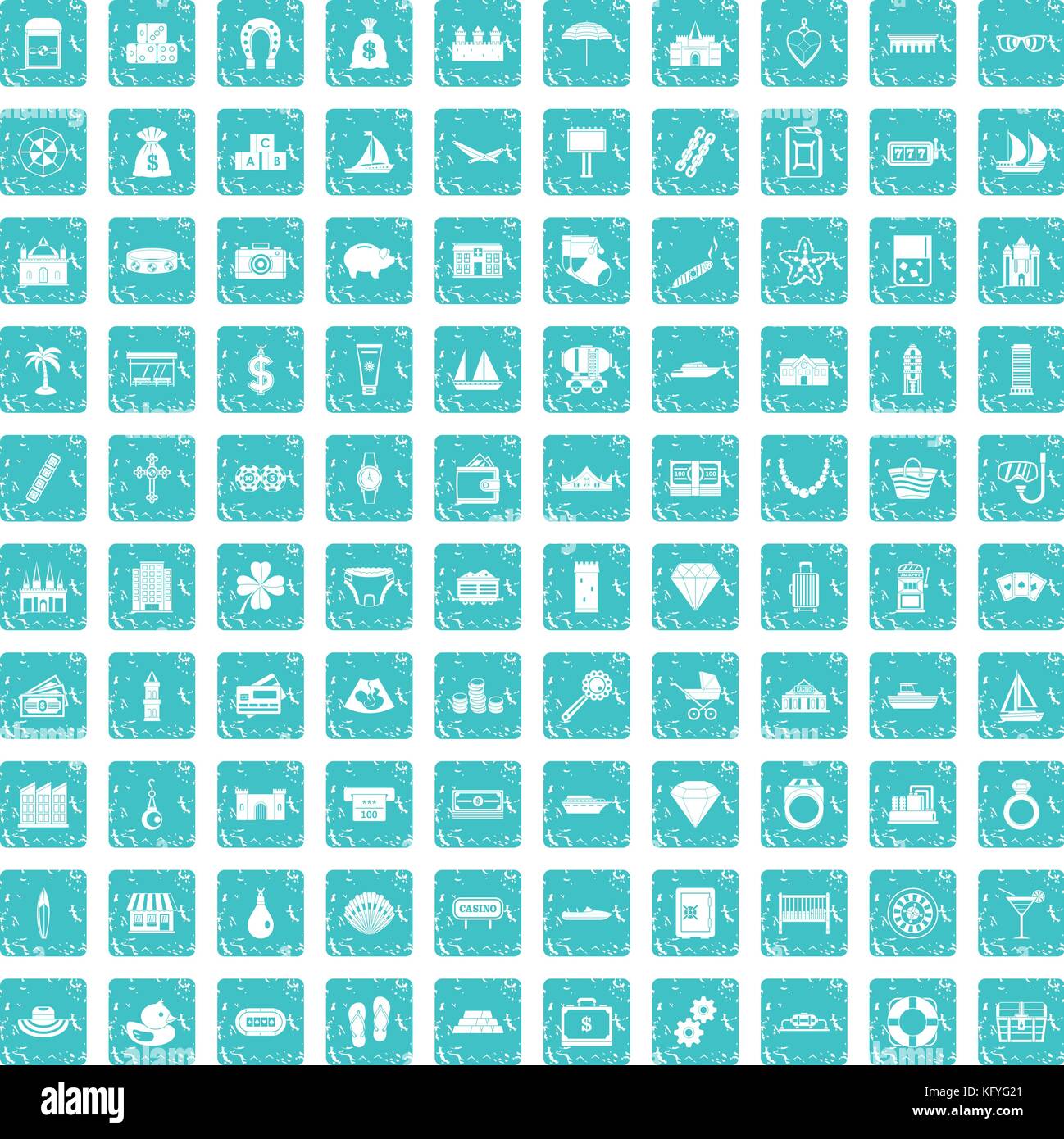 100 wealth icons set grunge blue Stock Vector Image & Art - Alamy