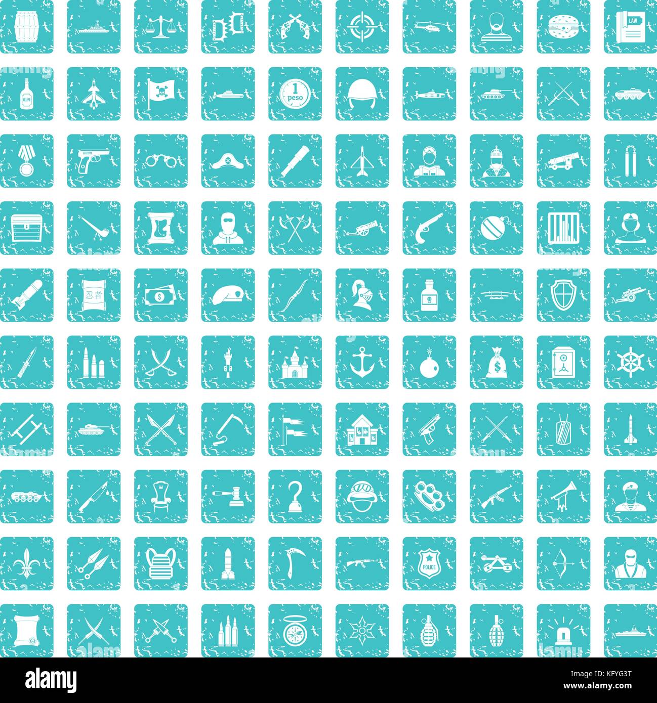 100 weapons icons set grunge blue Stock Vector Image & Art - Alamy