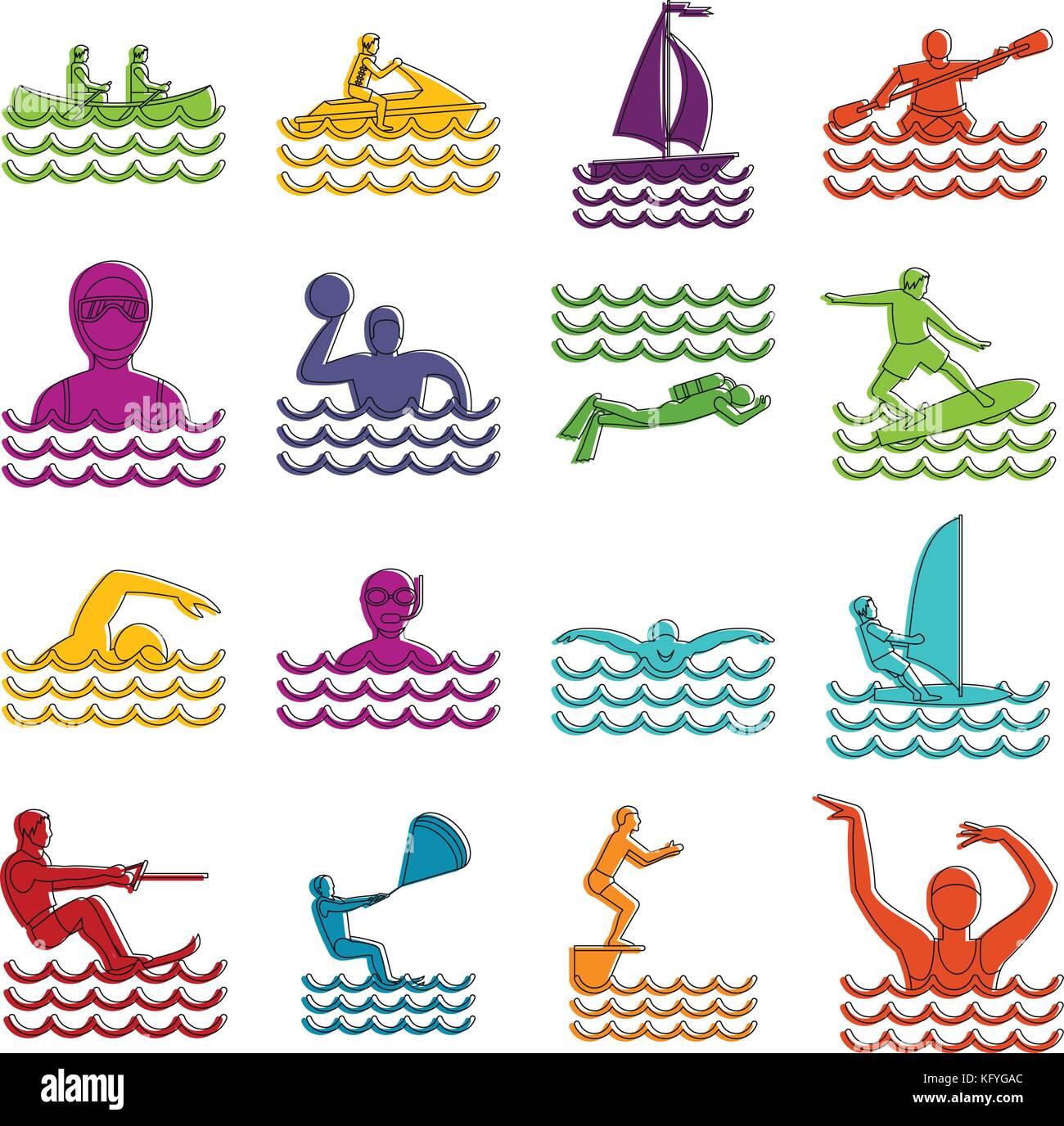 Water sport icons doodle set Stock Vector Image & Art - Alamy