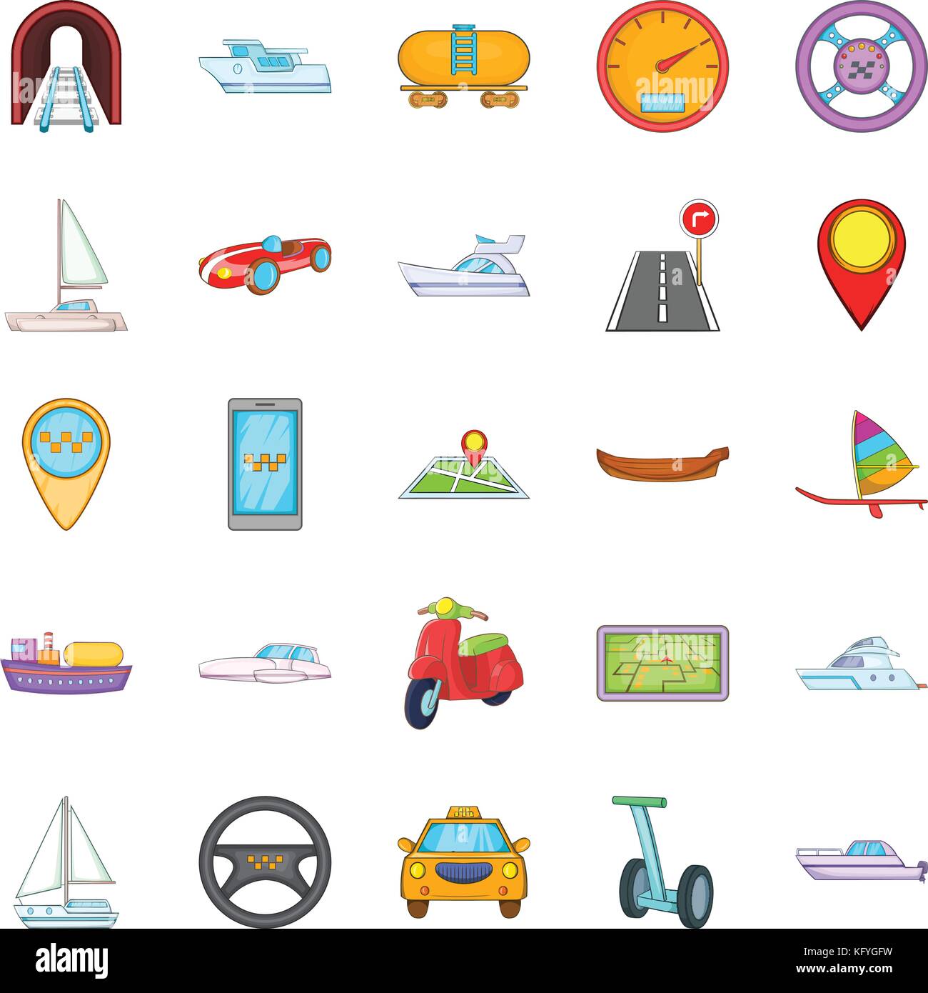Urban transport icons set, cartoon style Stock Vector Image & Art - Alamy