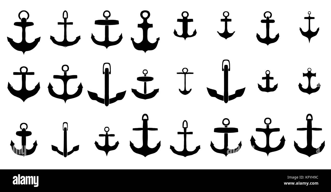 Set of anchor. Isolated on white background Stock Photo