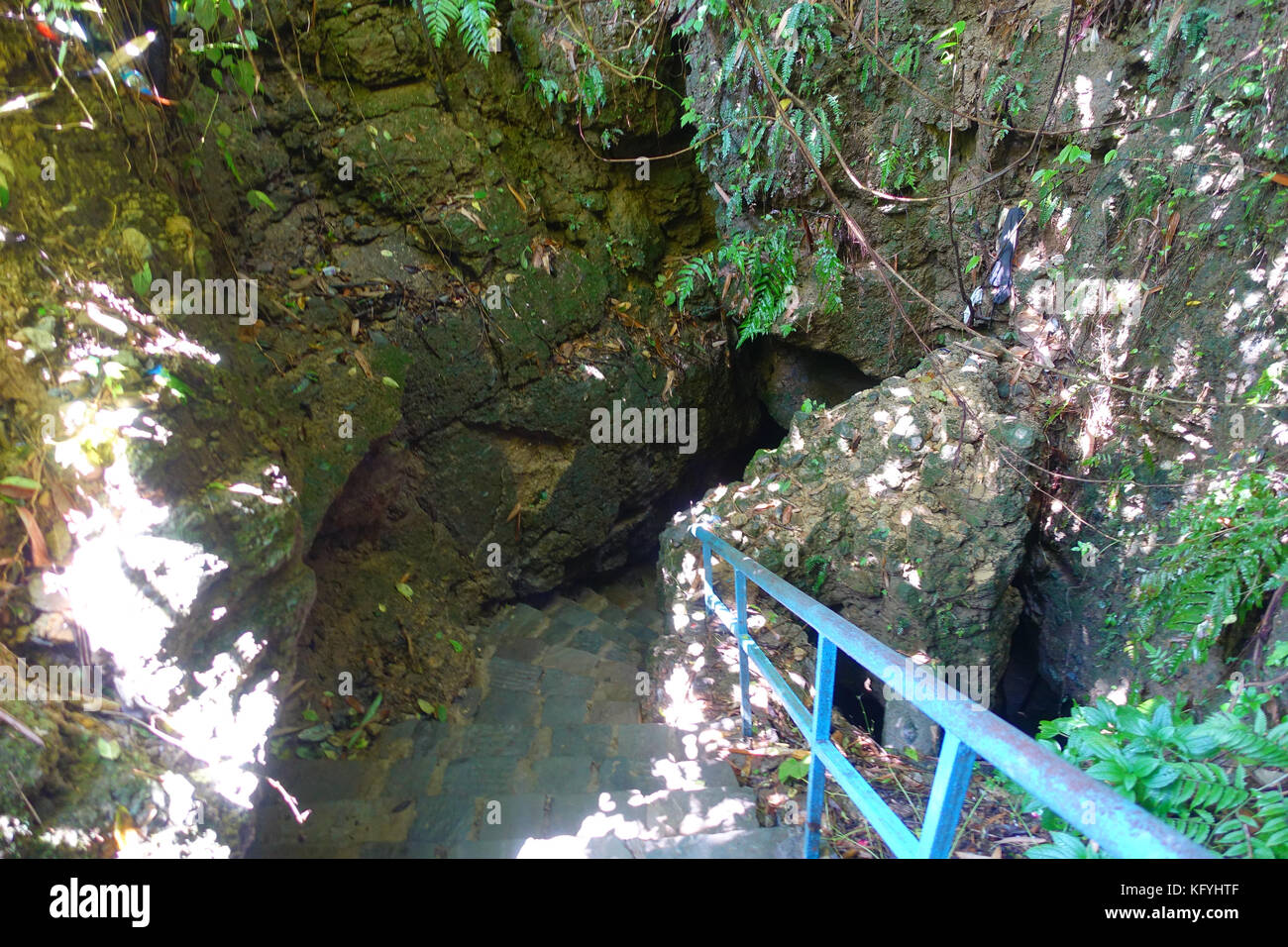 Pokhara, Nepal September 12, 2017 Entrance of Bat Cave, in Nepali