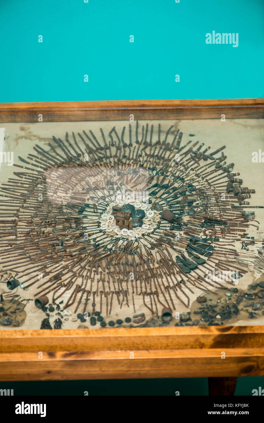 St. Joseph, Missouri. Glore Psychiatric Museum. Display of nails