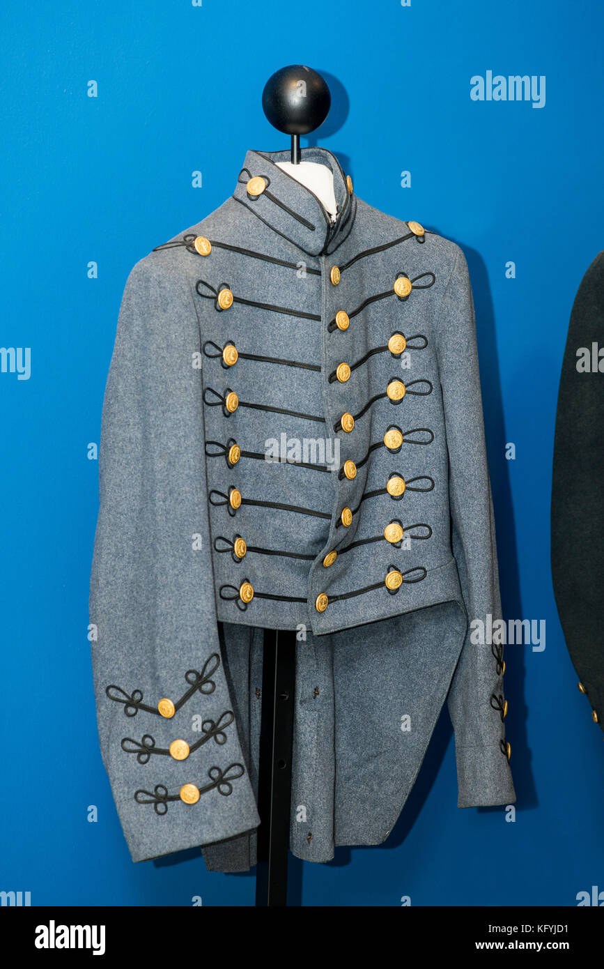 St. Joseph, Missouri. Civil war museum.  Cadet Uniform Coat, Virginia Military Institute. Tailcoat. Stock Photo