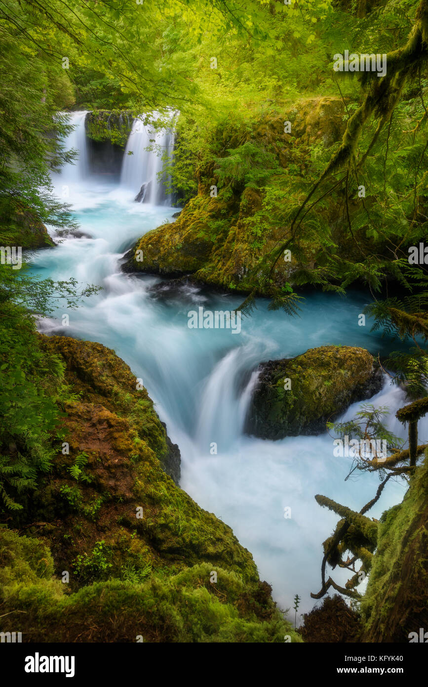 Spirit Falls, Washington. Glacier melt water fall. Stock Photo