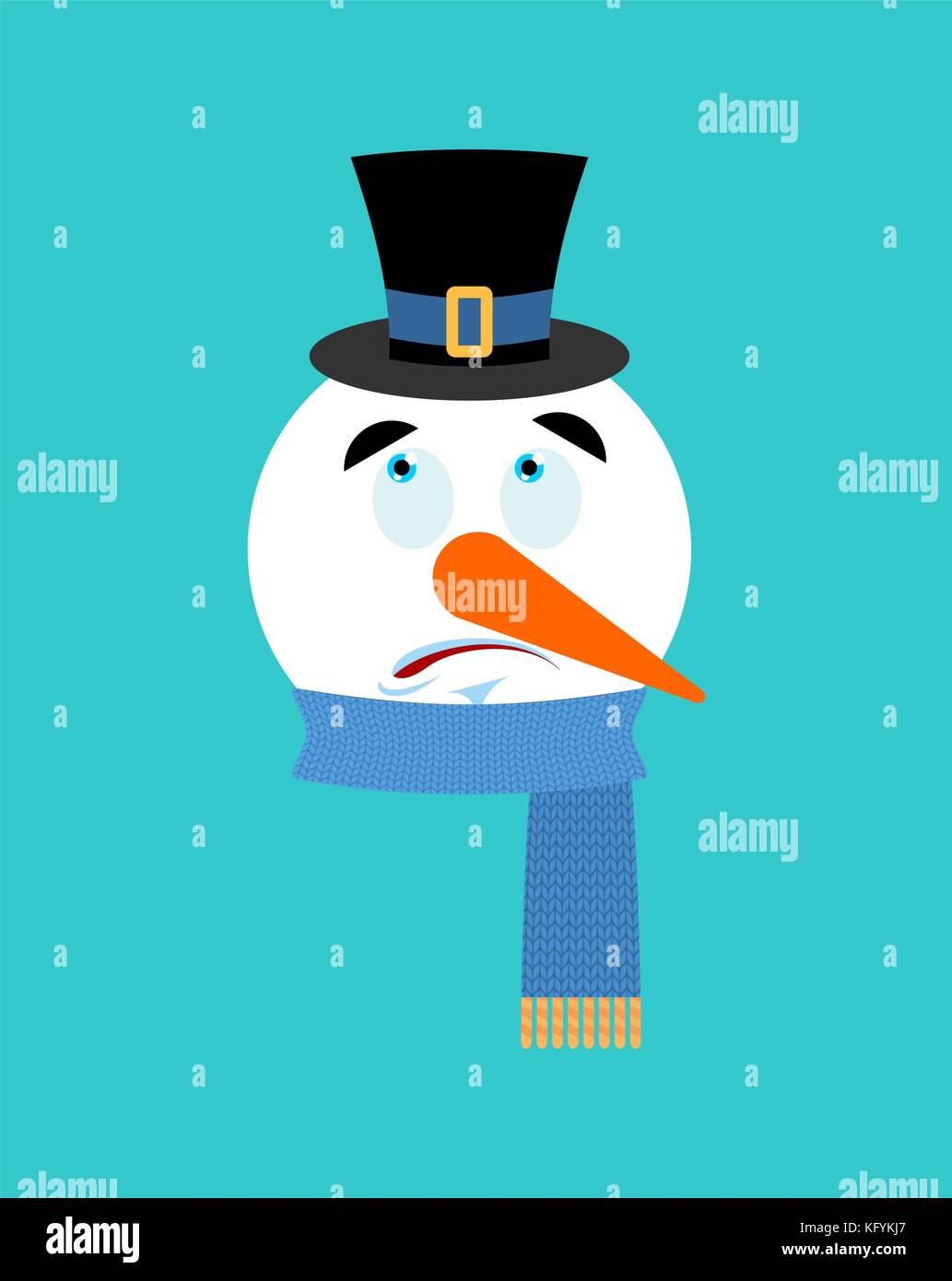 Snowman surprised emotion avatar.  astonished emoji face. New Year and Christmas vector illustration Stock Vector