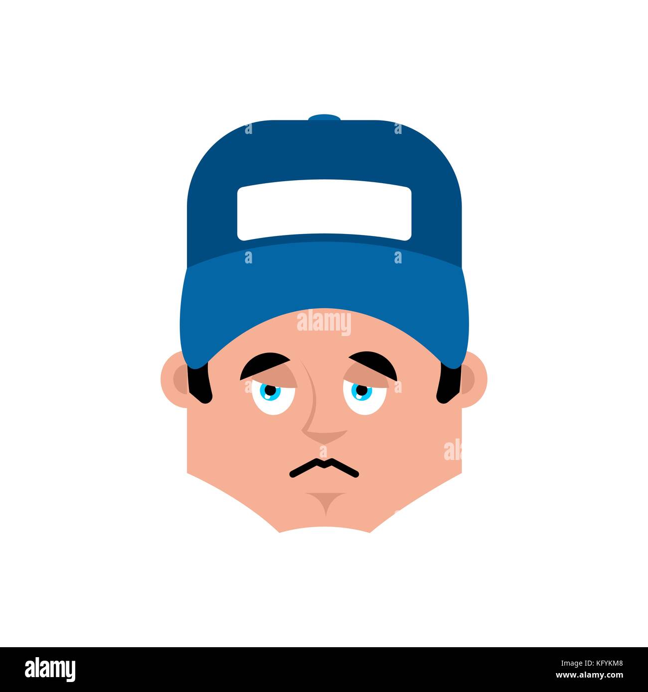 Plumber sad emotion avatar. Fitter sorrowful emoji face. Vector