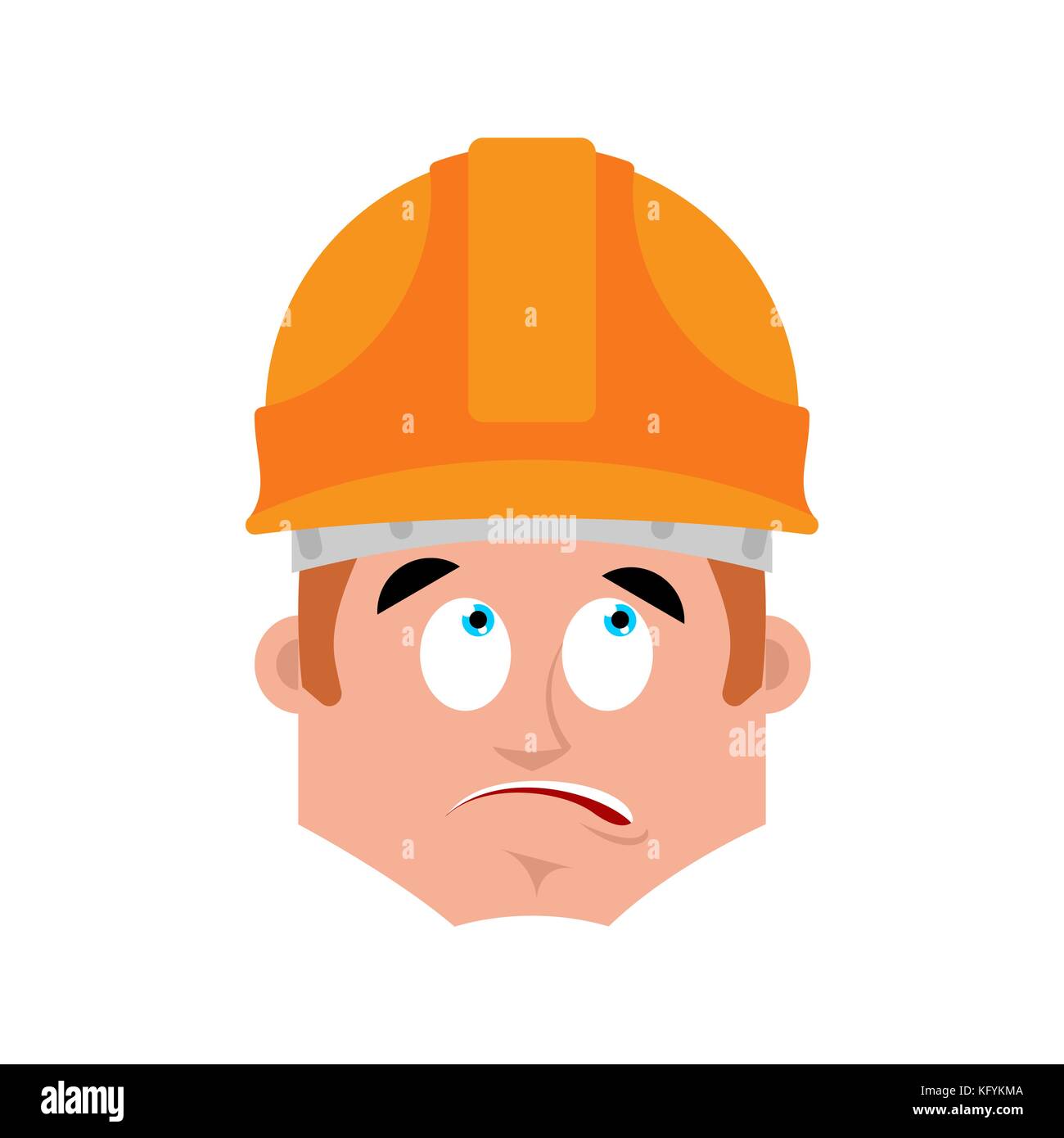 Builder surprised emotion avatar. Worker in protective helmets astonished emoji face. Vector illustration Stock Vector