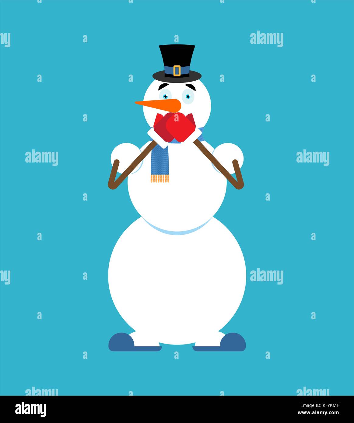 Snowman OMG. Xmas character Oh my God. New Year and Christmas vector illustration Stock Vector