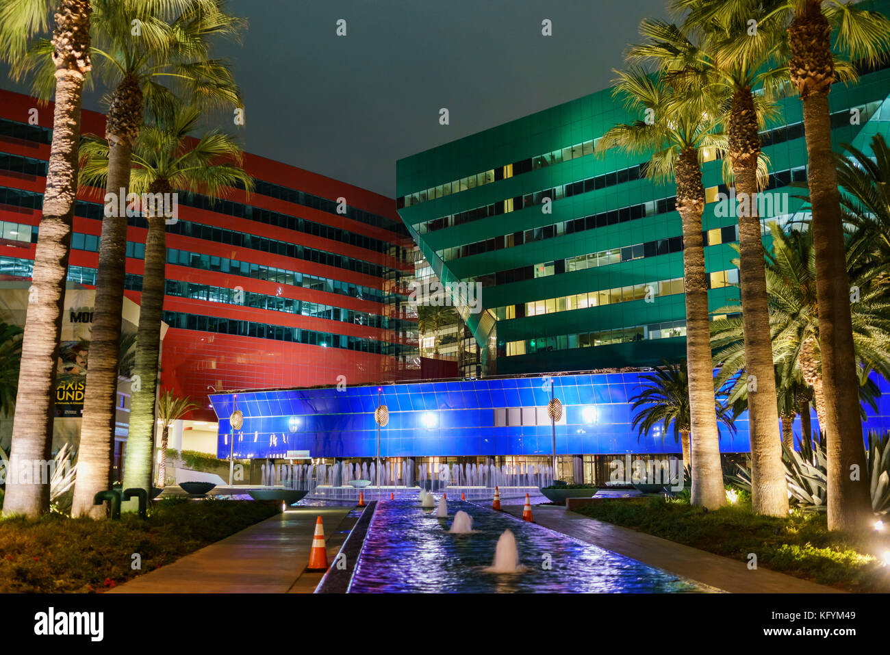 Los Angeles, OCT 31: Night view of the special Pacific Design Center on OCT 31, 2017 at West Hollywood, Los Angeles, California, United States Stock Photo