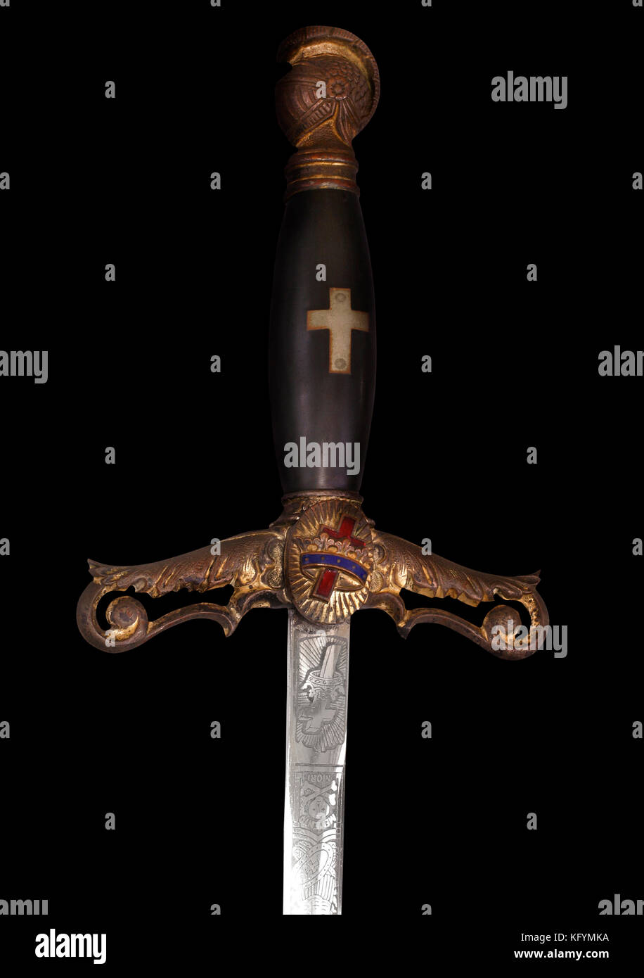 Grip of masonic (Freemasonic) ceremonial sword. USA. The 19th century. Stock Photo