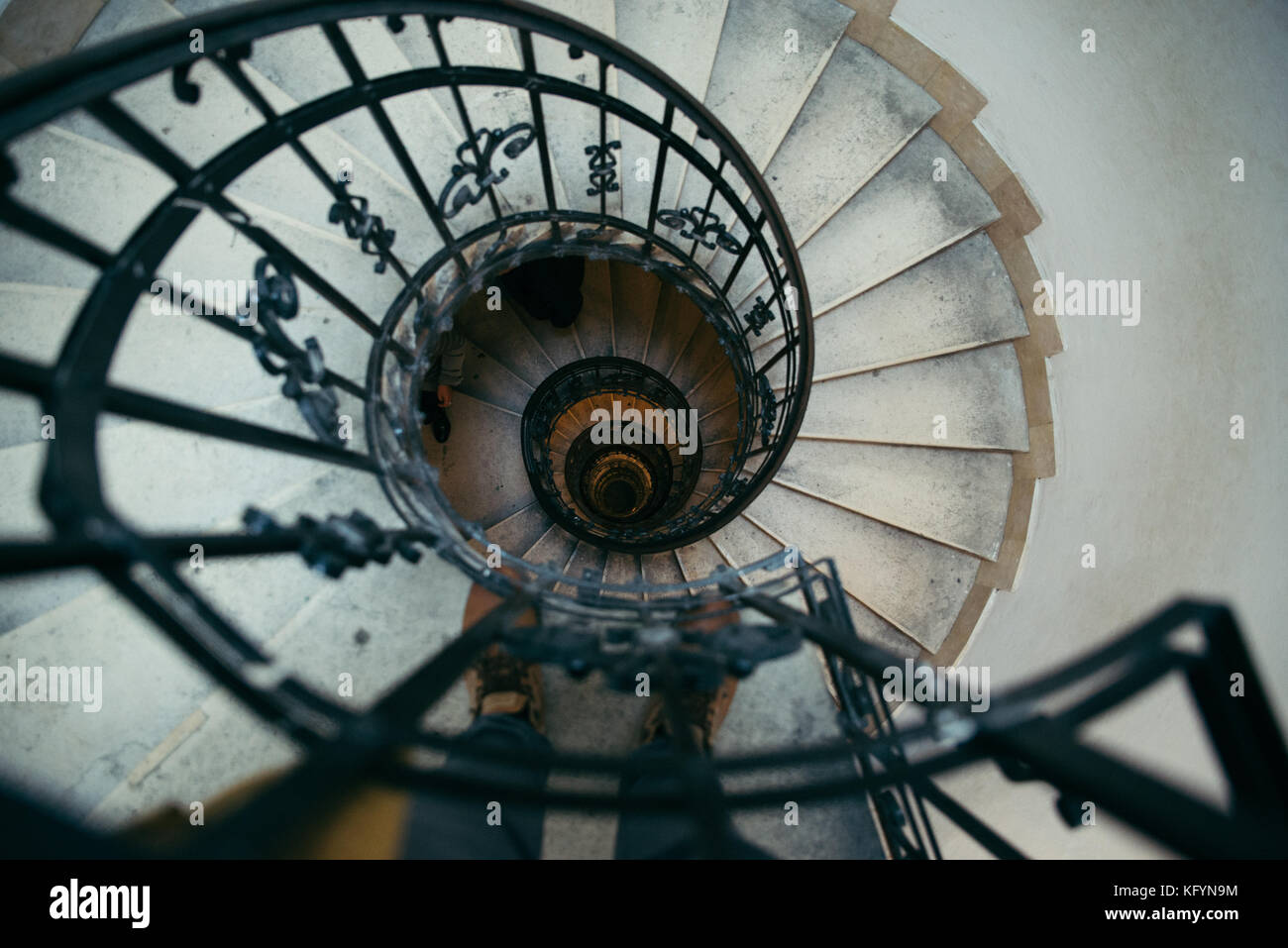 spiral stairs in old house tourist place Stock Photo