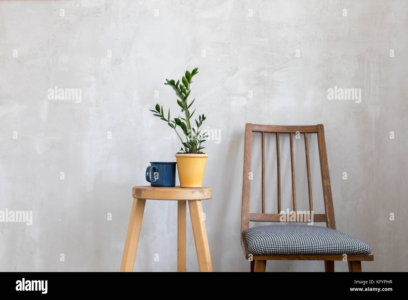 Interior shot of chair and decorative table Stock Photo
