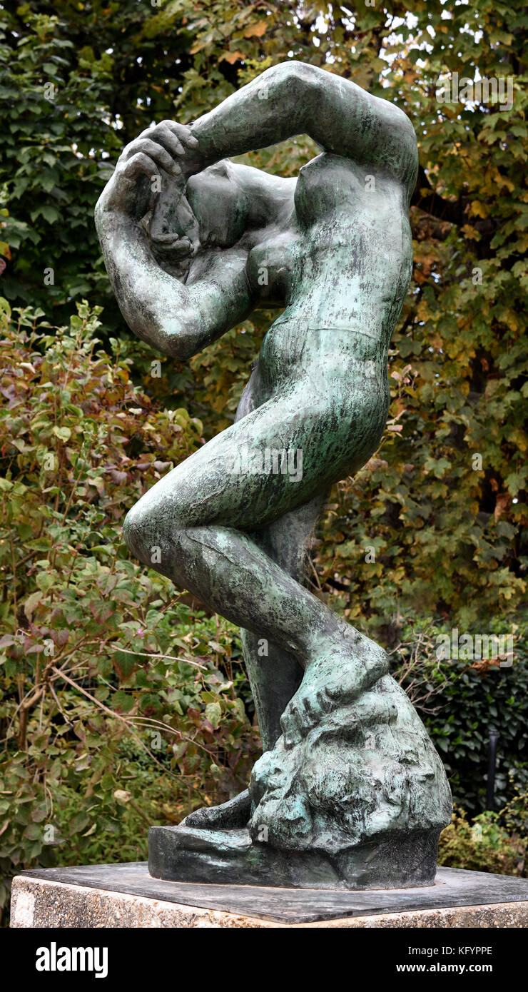 Meditation or the Inner Voice, with Arm 1900 François Auguste René Rodin 1840 –1917 ( known as Auguste Rodin ) was a French sculptor, Paris France French. ( Rodin's most original work departed from traditional themes of mythology and allegory, modeled the human body with realism, and celebrated individual character and physicality.) Stock Photo