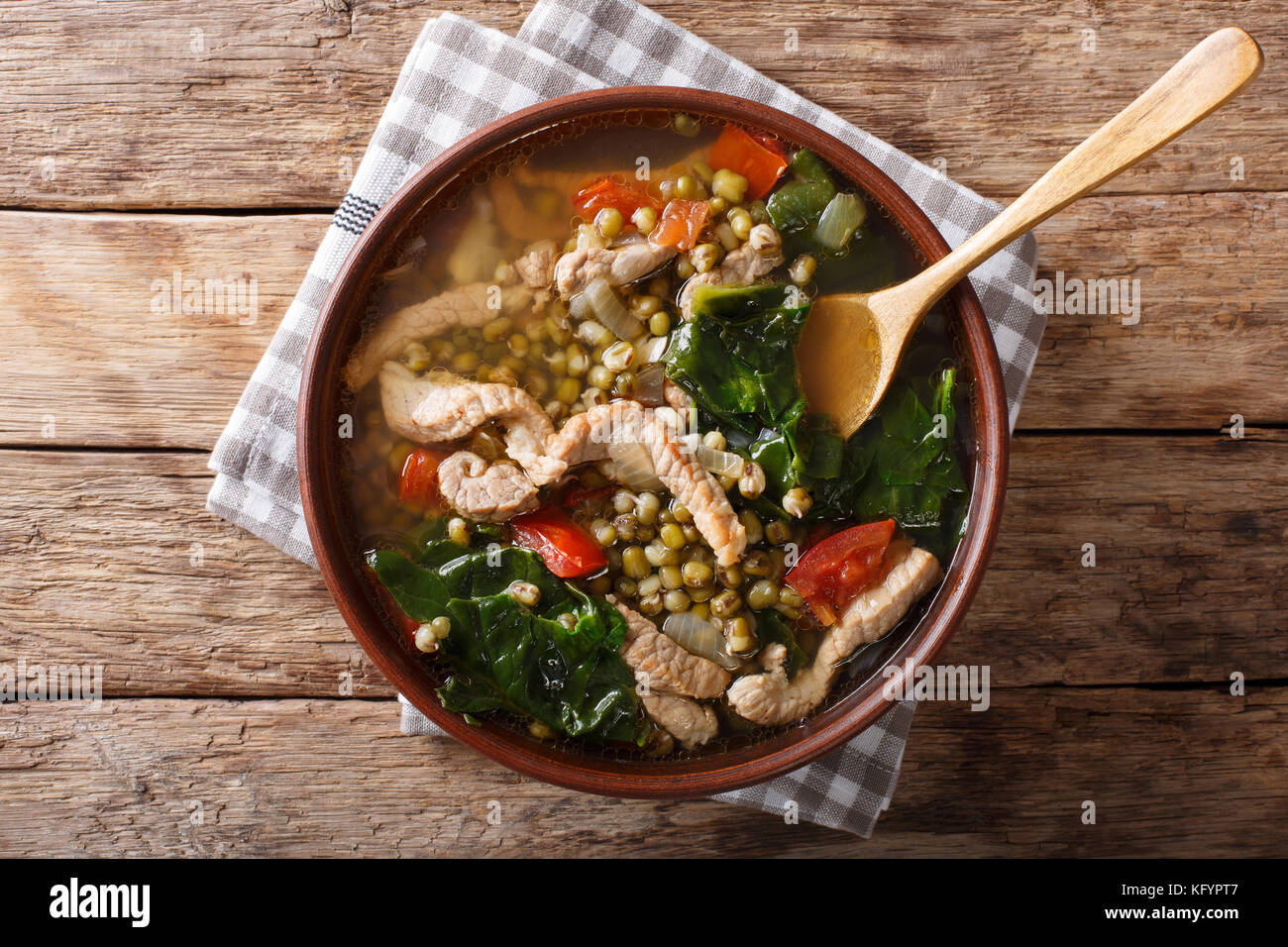 Filipino Ginisang Munggo Is A Delicious Mung Bean Stew Flavored With Pork On The Table Horizontal Top View From Above Stock Photo Alamy