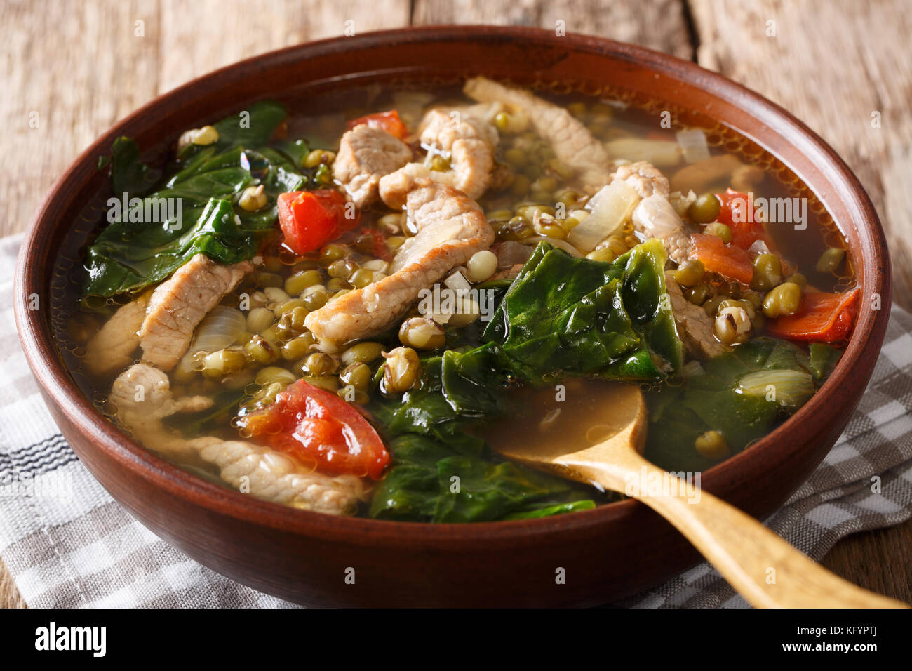 Philippine food: Mung beans soup close-up in a bowl on the table. horizontal Stock Photo