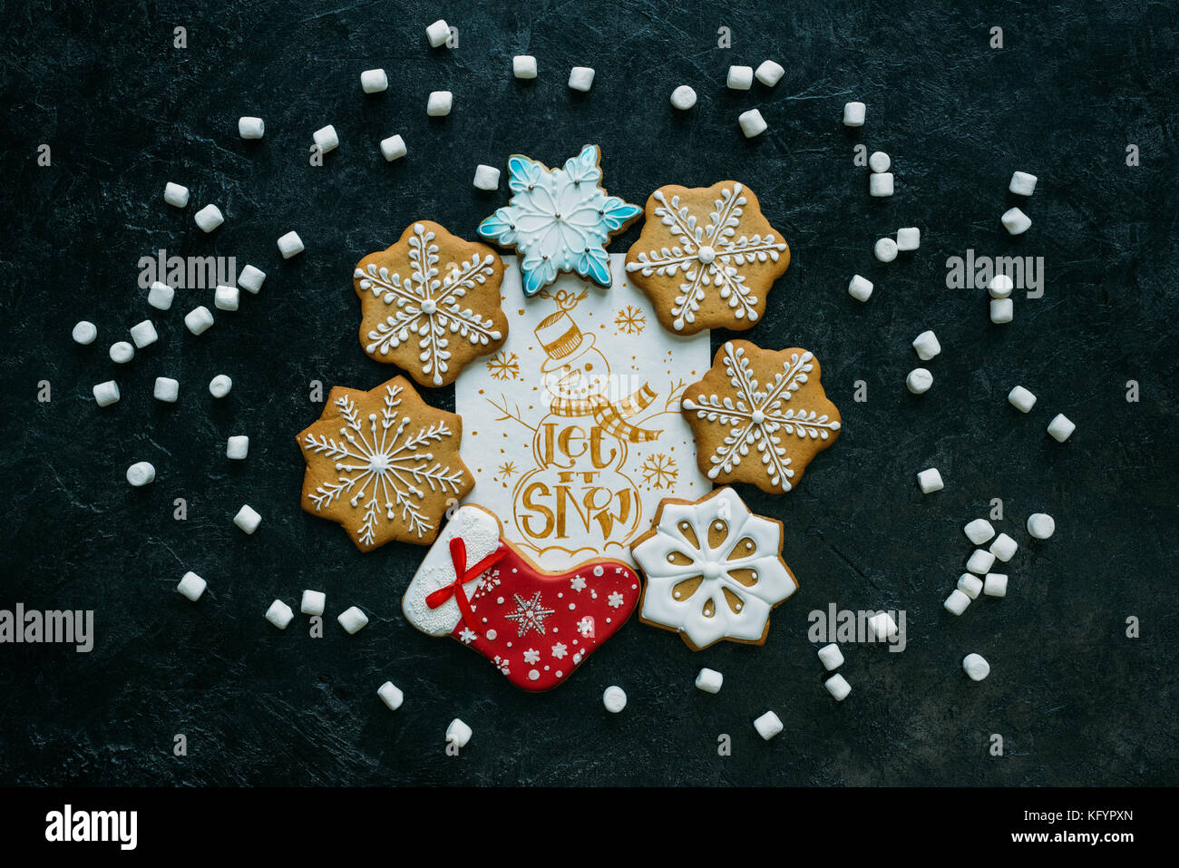 christmas card and gingerbreads Stock Photo - Alamy