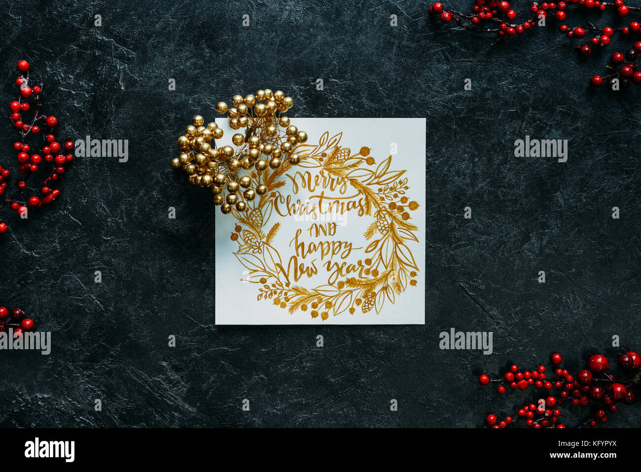 greeting card with decorative berries Stock Photo - Alamy