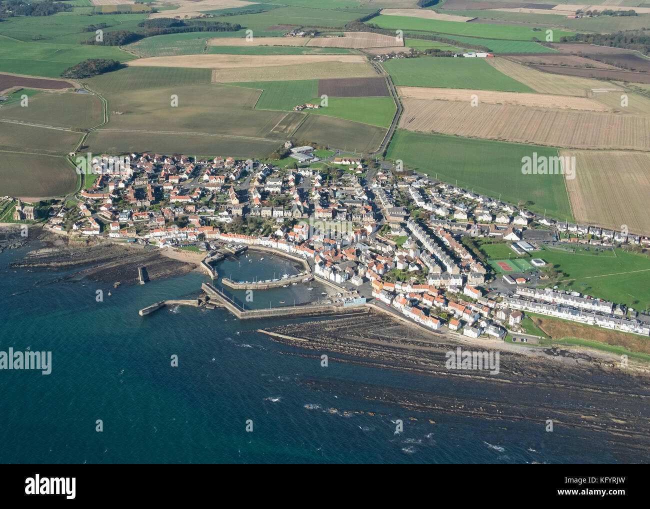 St Monans, Fife, from the air Stock Photo