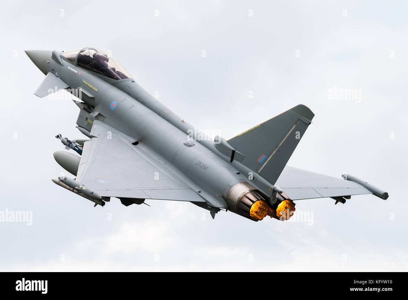 A Eurofighter Typhoon twin-engine fighter jet of the Royal Air Force at RAF Fairford. Stock Photo