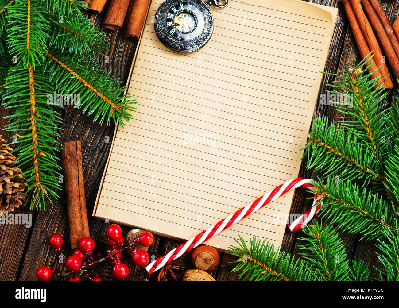 notebook for recipe or menu and spices Stock Photo - Alamy