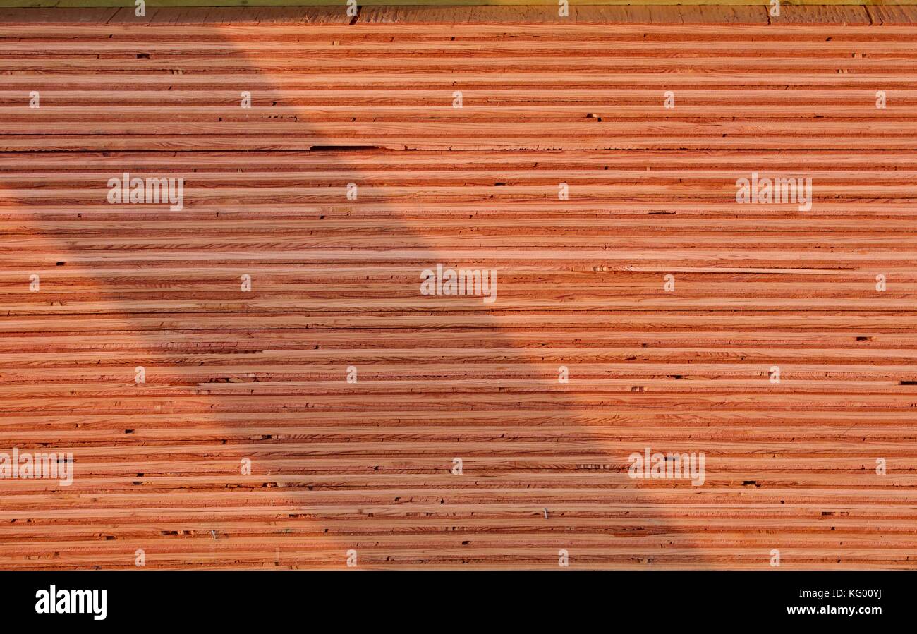 Edge view of plywood sheets Stock Photo