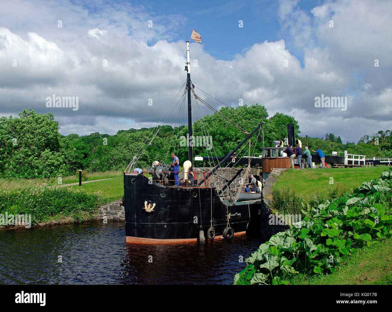 Steamboat VIC 96 on Crinan Canal at Dunardry Lock Stock Photo