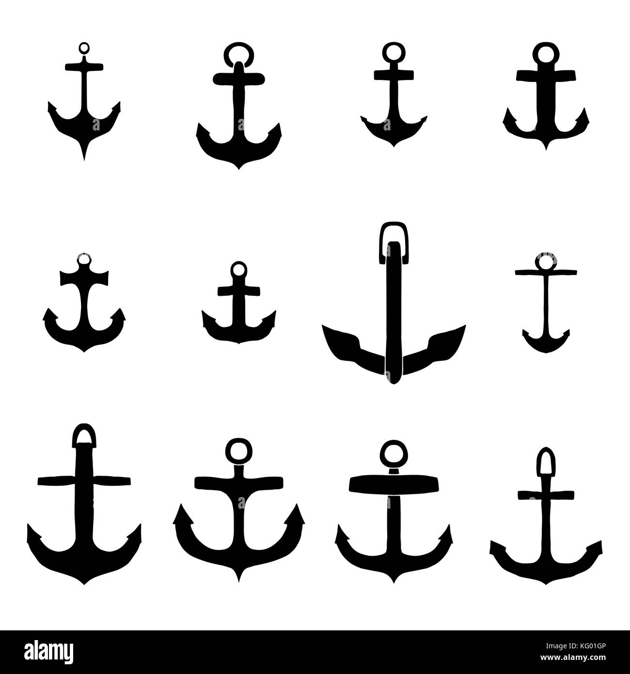 Set of vector anchor. Isolated on white background Stock Vector Image ...